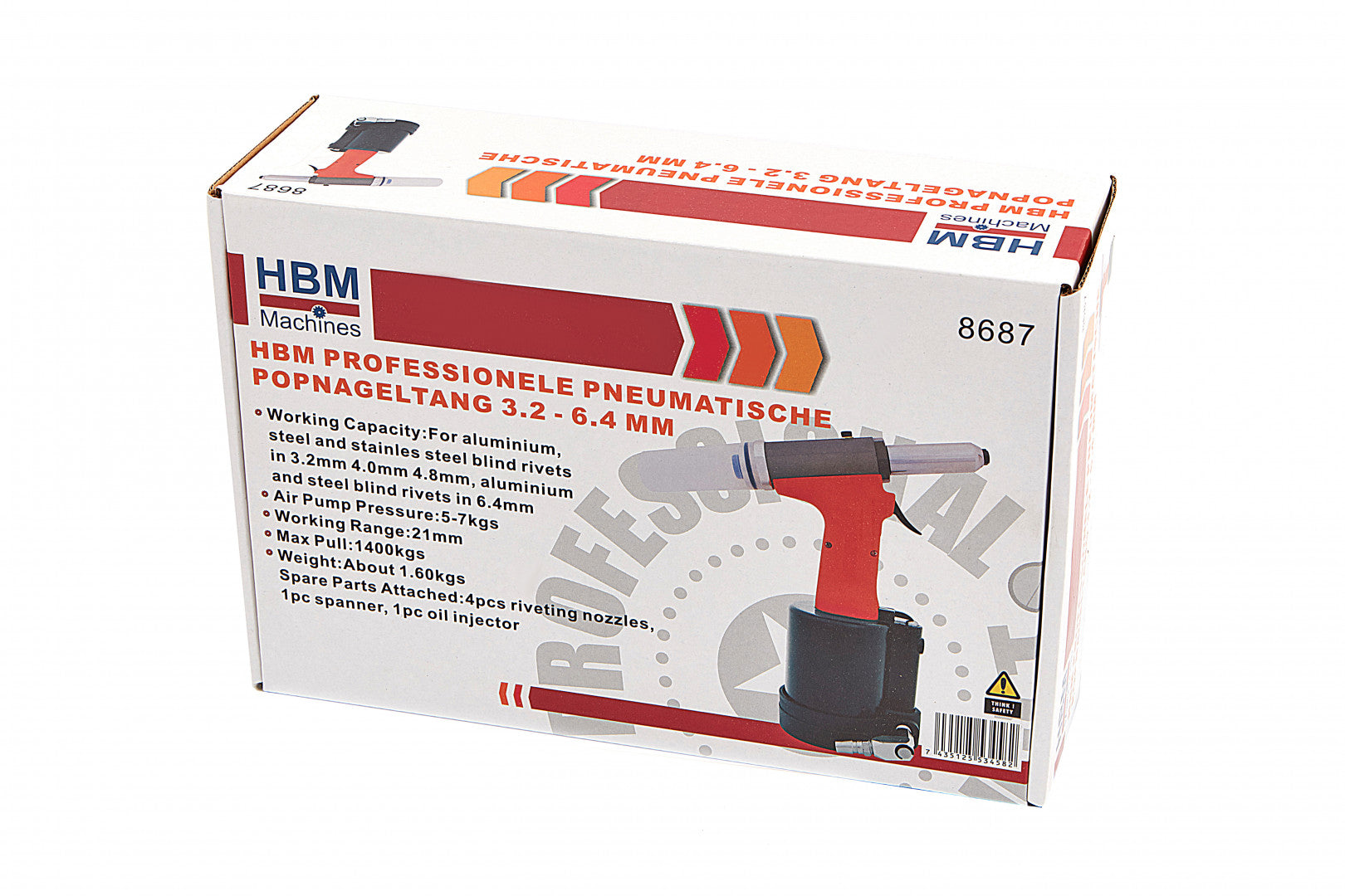 Rivettatrice ad aria compressa pneumatica, professionale, Hbm