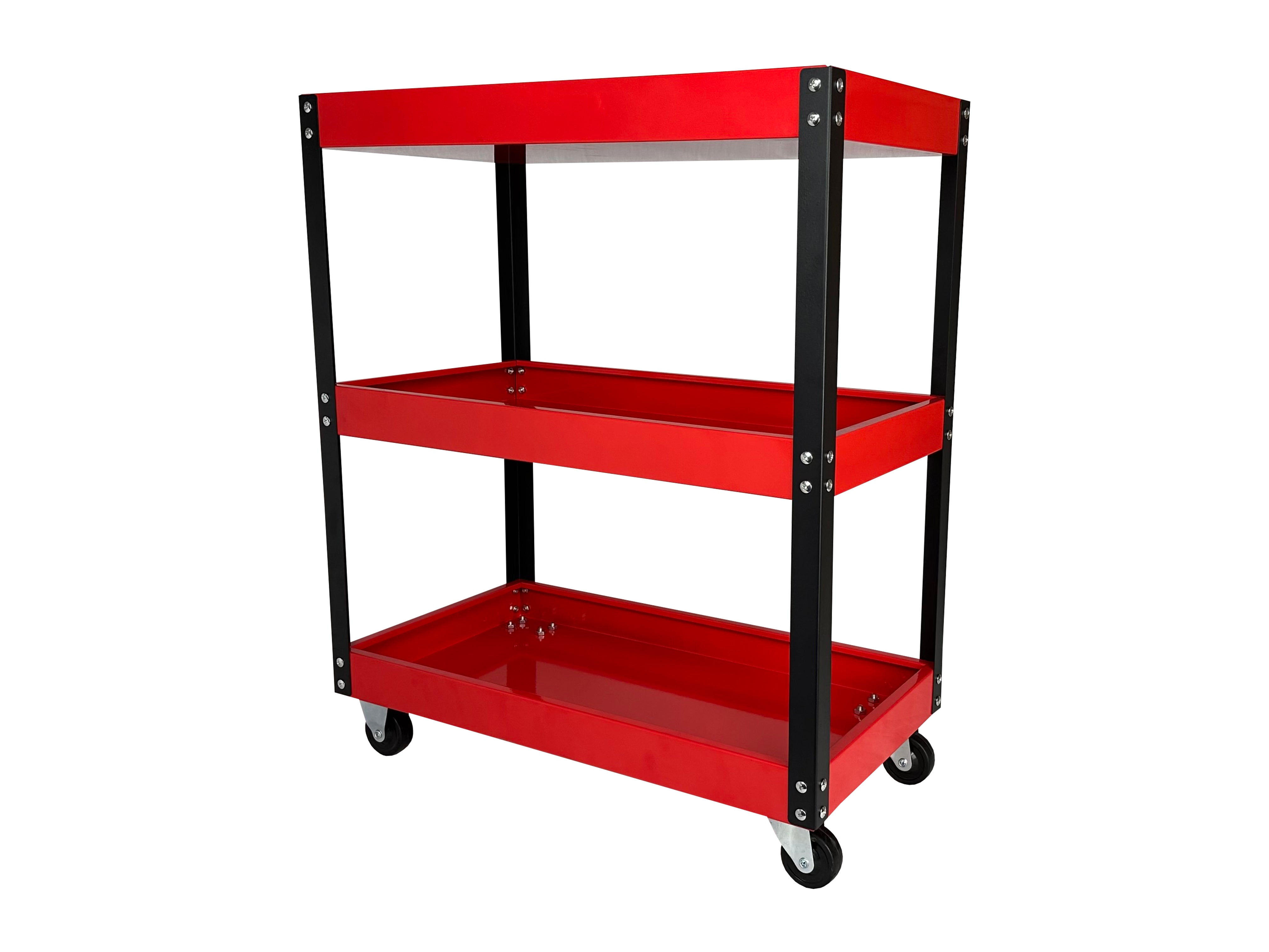 Carrello da officina con 3 ripiani, portautensili in acciaio inox, carrello mobile con ruote girevoli per officina, garage e fai da te Gebo Tools