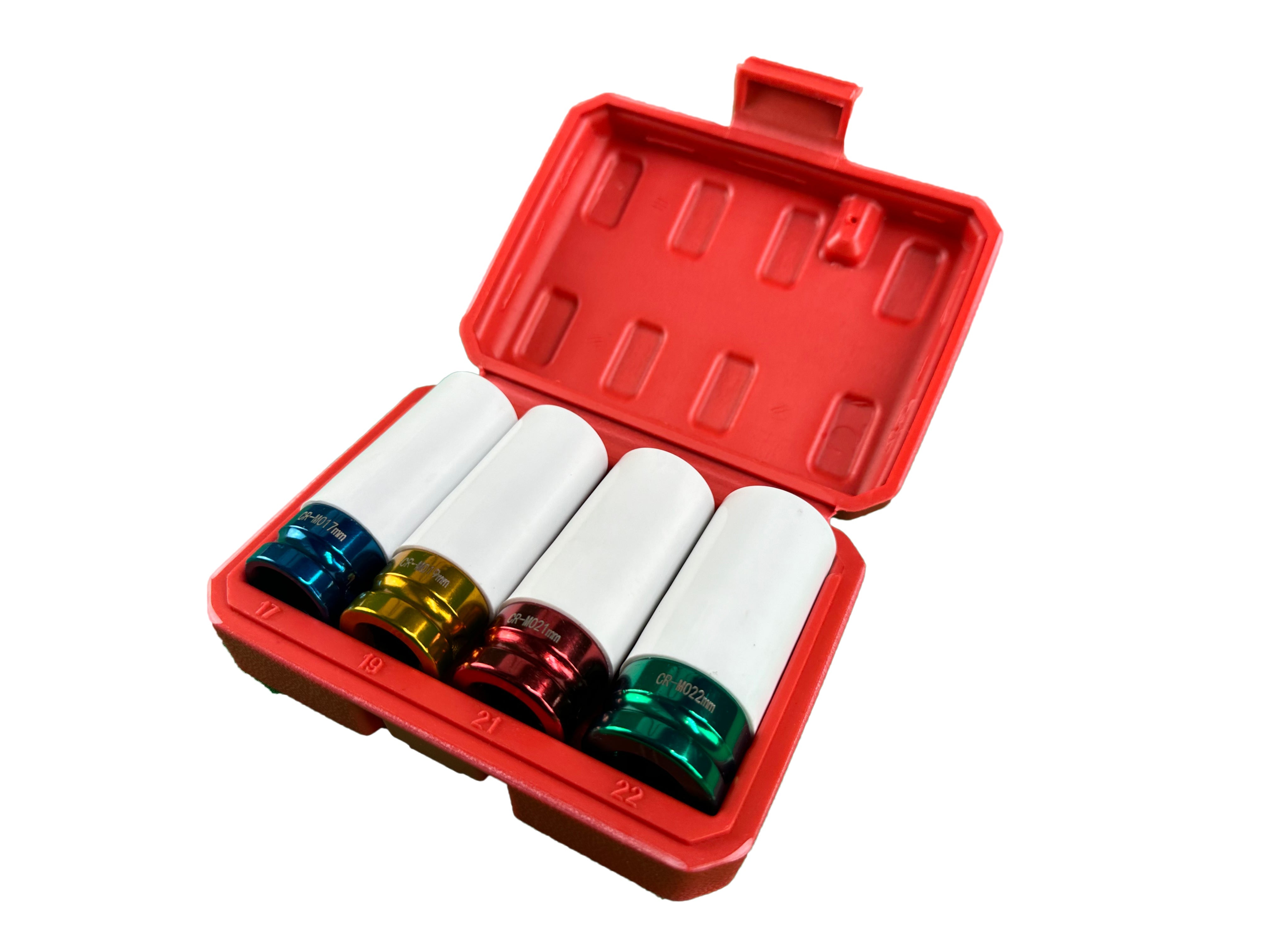 Set di 4 chiavi a bussola per cerchi in lega, 1/2" per avvitatore a impulsi, da 17 - 22 mm Gebo Tools