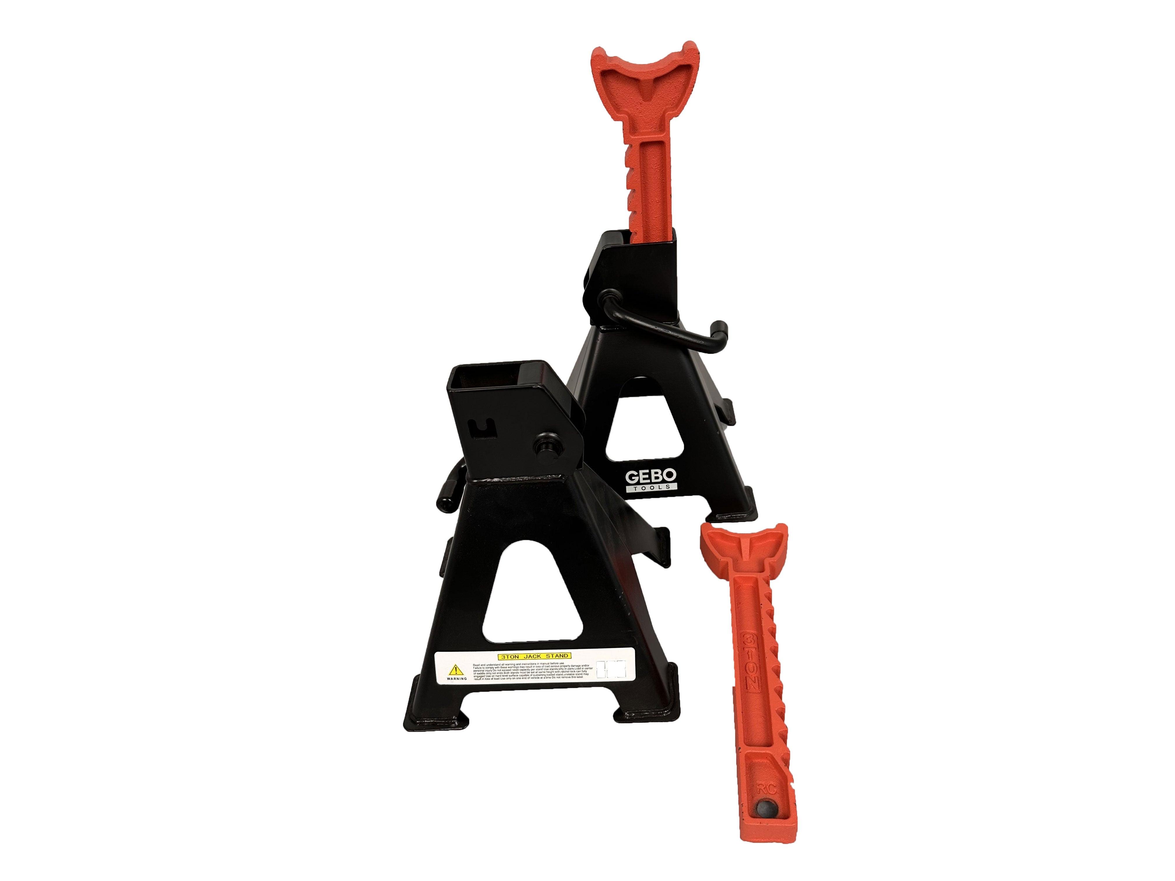 Set cavalletti di sostegno per veicoli, capacità max 3 t, set cavalletti di supporto, colonnetta di sostegno professionale per auto, Gebo Tools