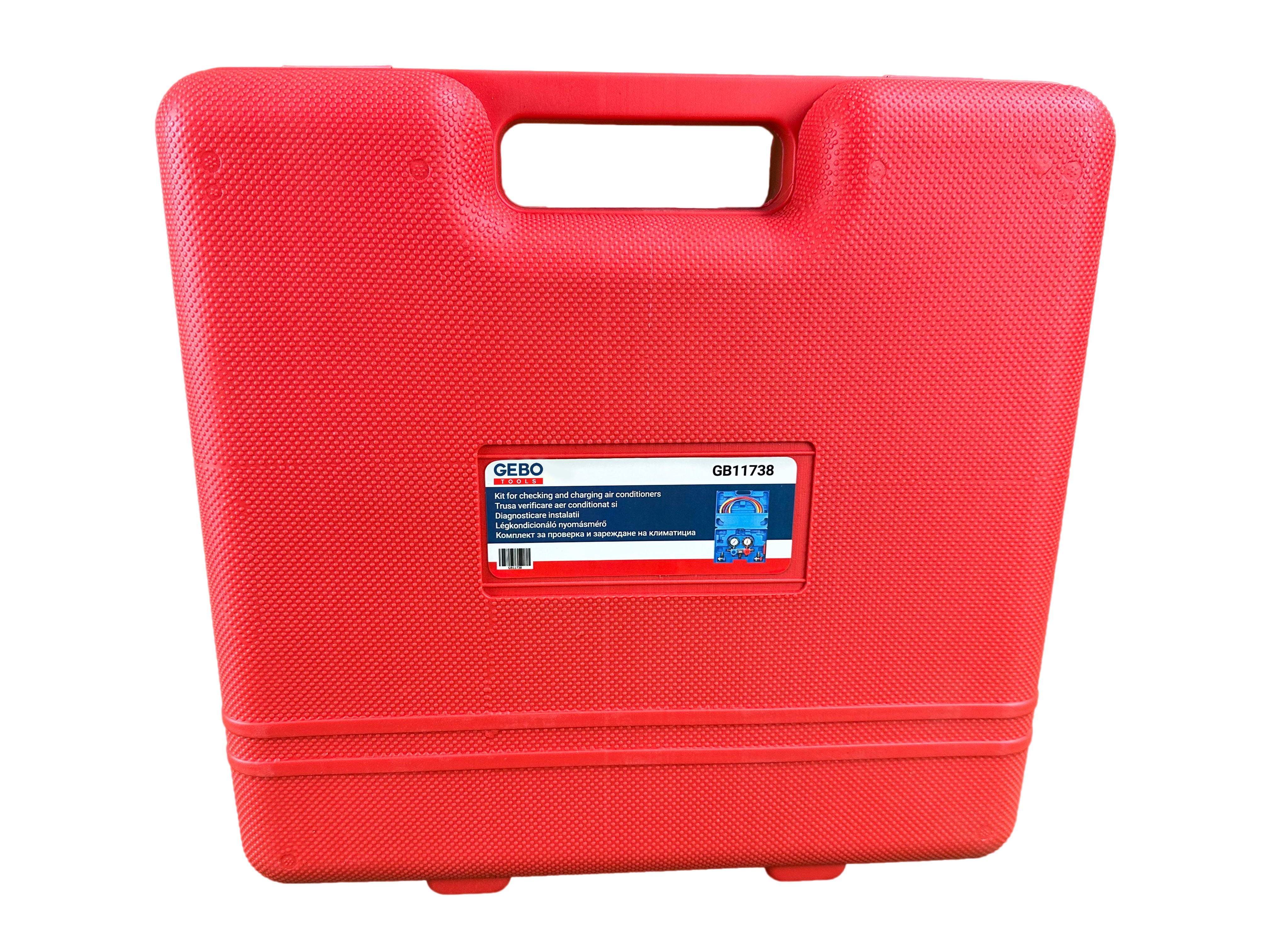 Pompa vuoto per condizionatori con kit manometri condizionatori, kit ricarica aria condizionata per refrigeranti, kit set manometro per diagnosi gas condizionatori di aria e auto, Gebo Tools