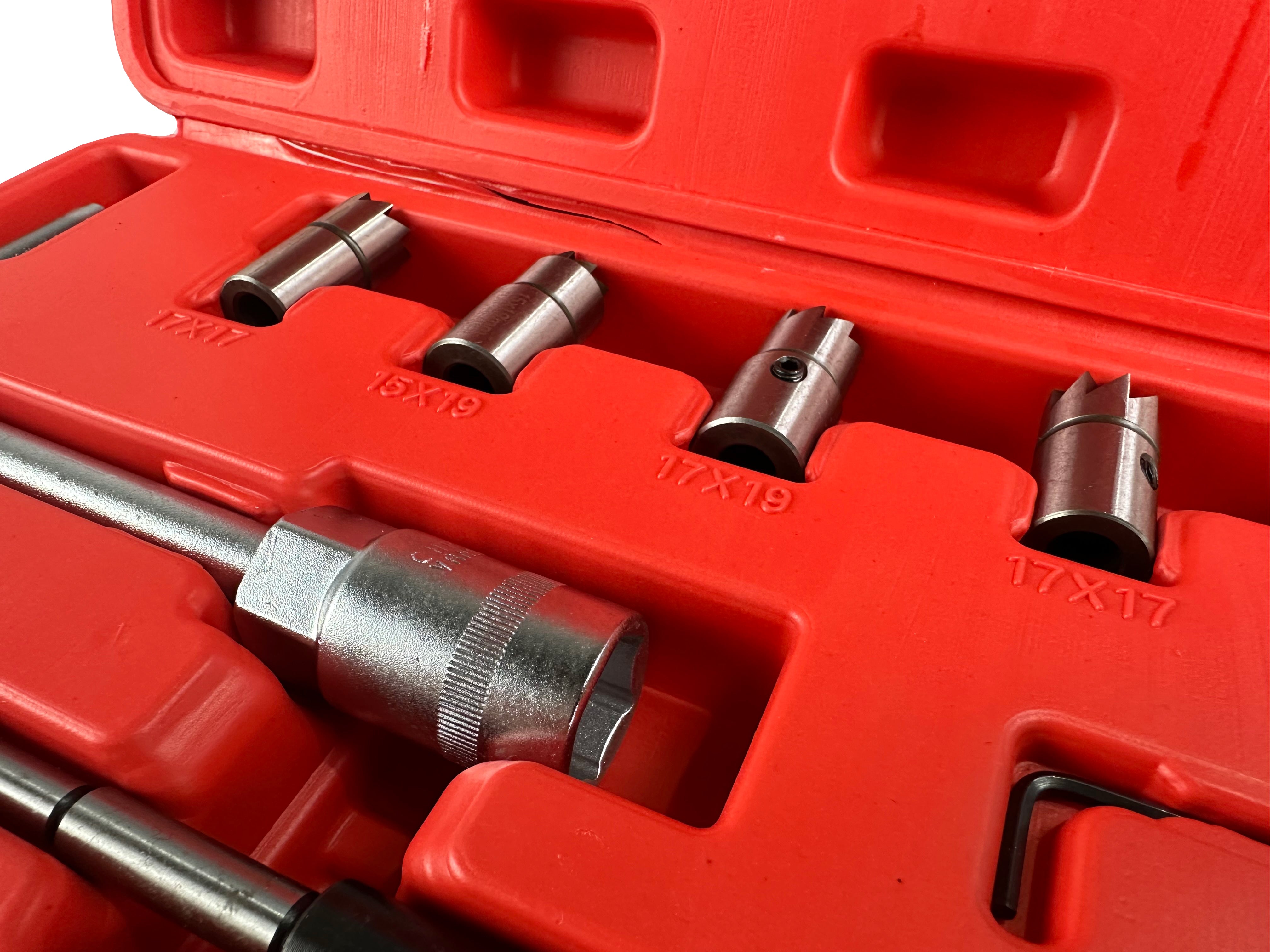 Set professionale 7 pezzi per sedi di iniettori diesel, strumento per la rimozione del carbonio, kit frese per la pulizia interna sedi iniettori, Gebo Tools