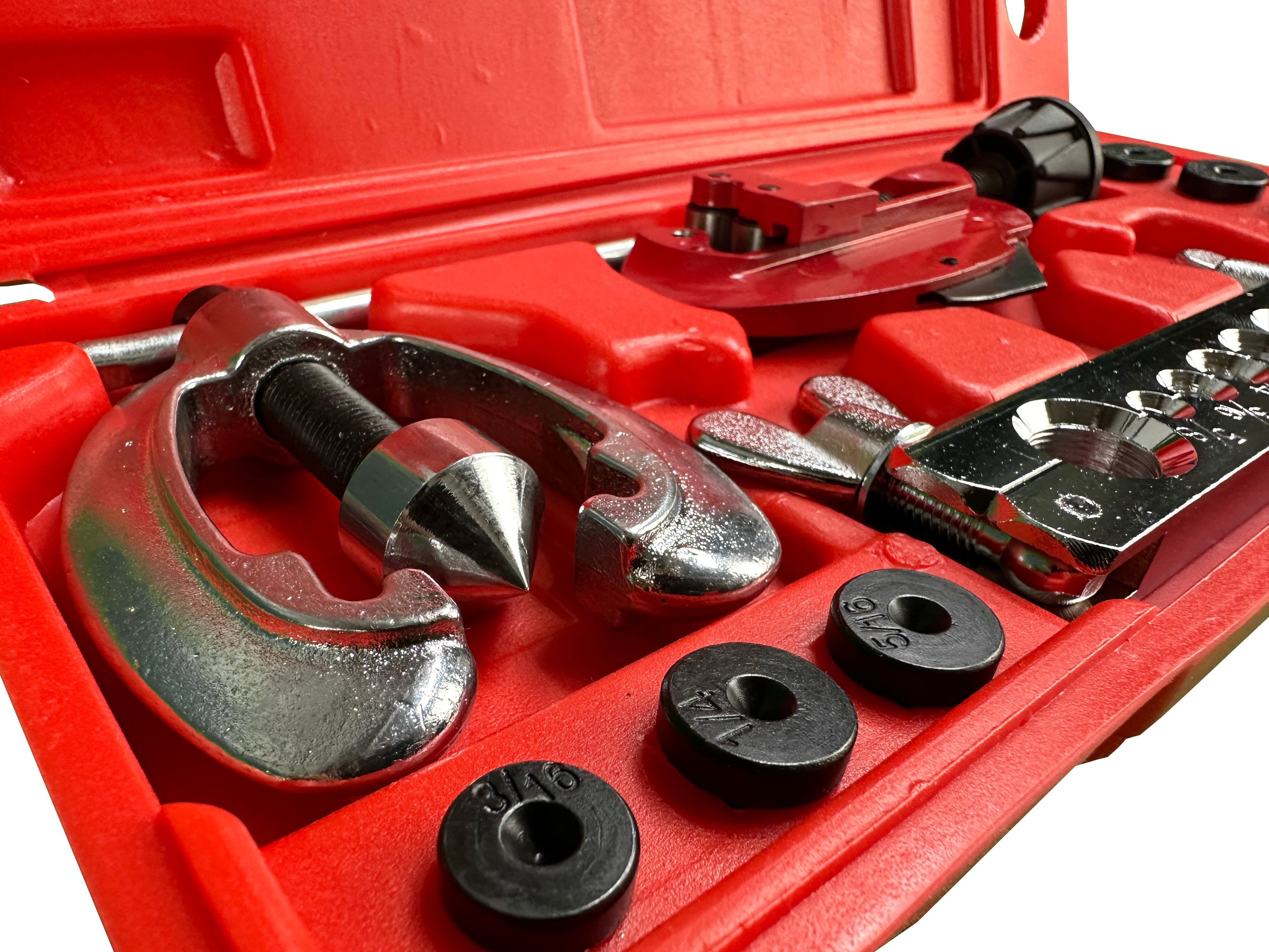 Flangiatubo cono eccentrico, cartellatrice tubi, bordatubi, kit utensili bordatura, svasatura di tubi freno e tubi, Gebo Tools