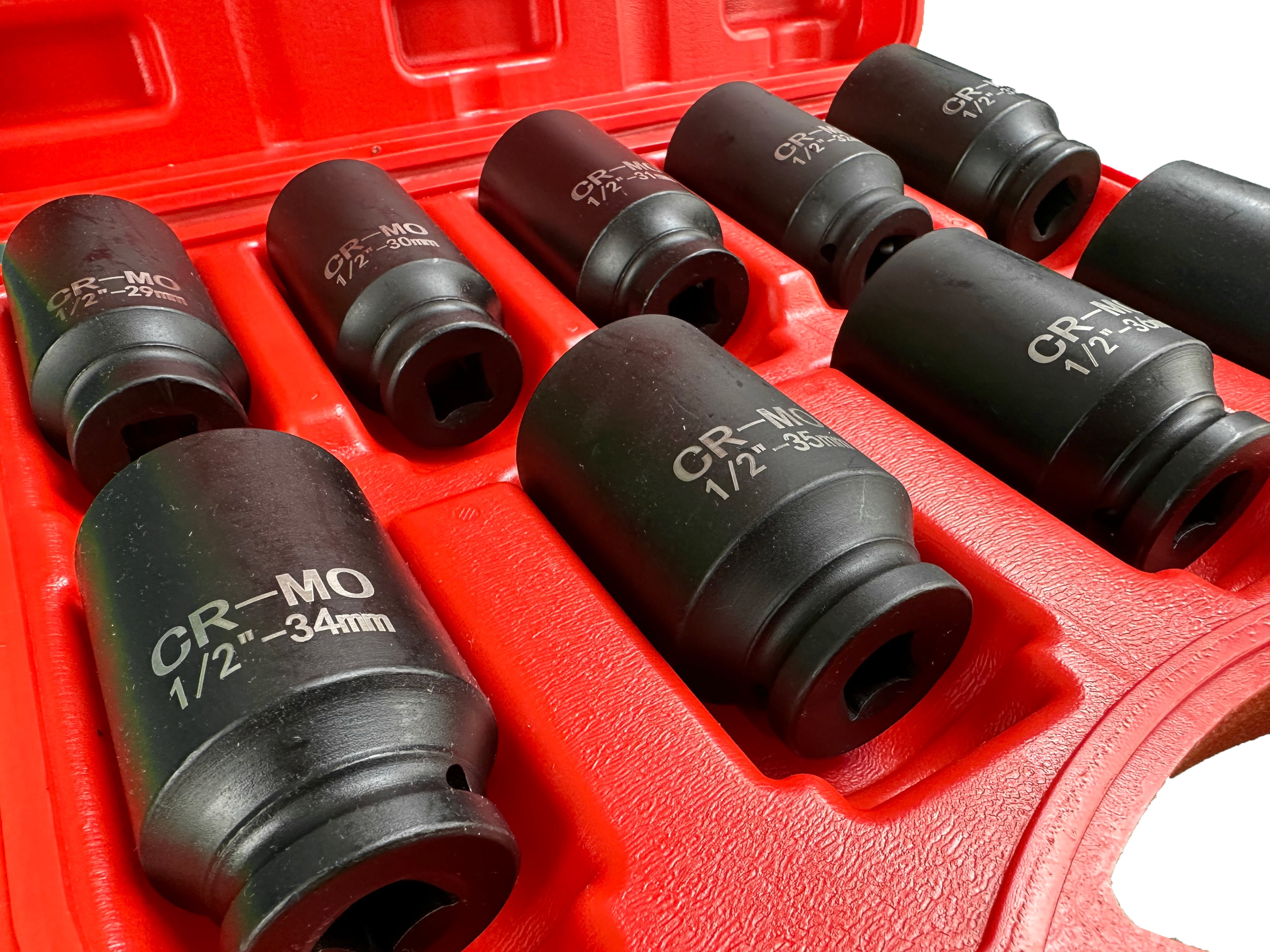 Set di chiavi e bussole a impatto, 1/2" esagonali, per ingranaggio planetario motore, 9 pezzi 29–38 mm PSA VAG BMW Gebo Tools