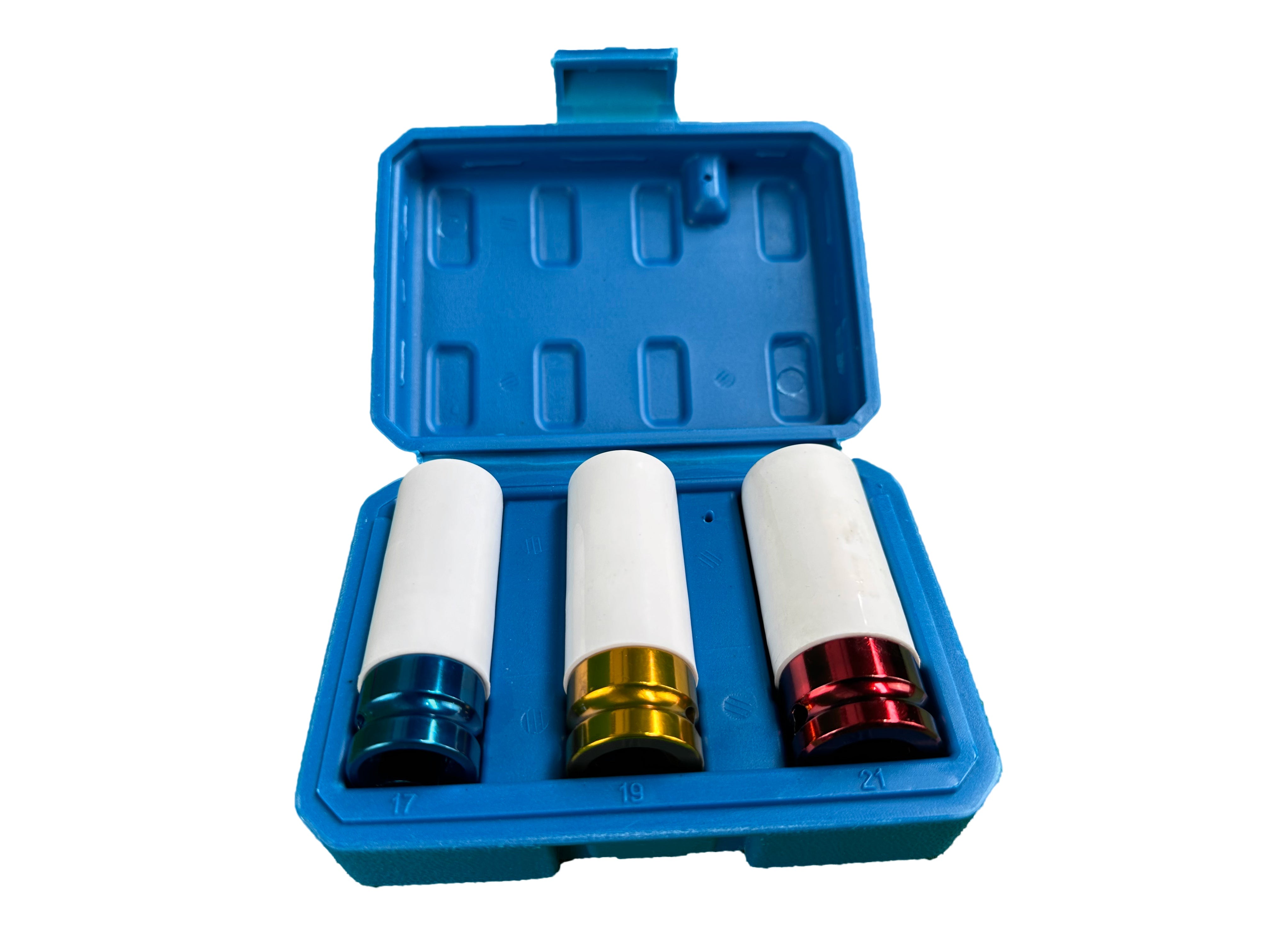 Set di 3 chiavi a bussola per cerchi in lega per avvitatore a impulsi, da 17 mm - 19 mm - 21 mm Gebo Tools
