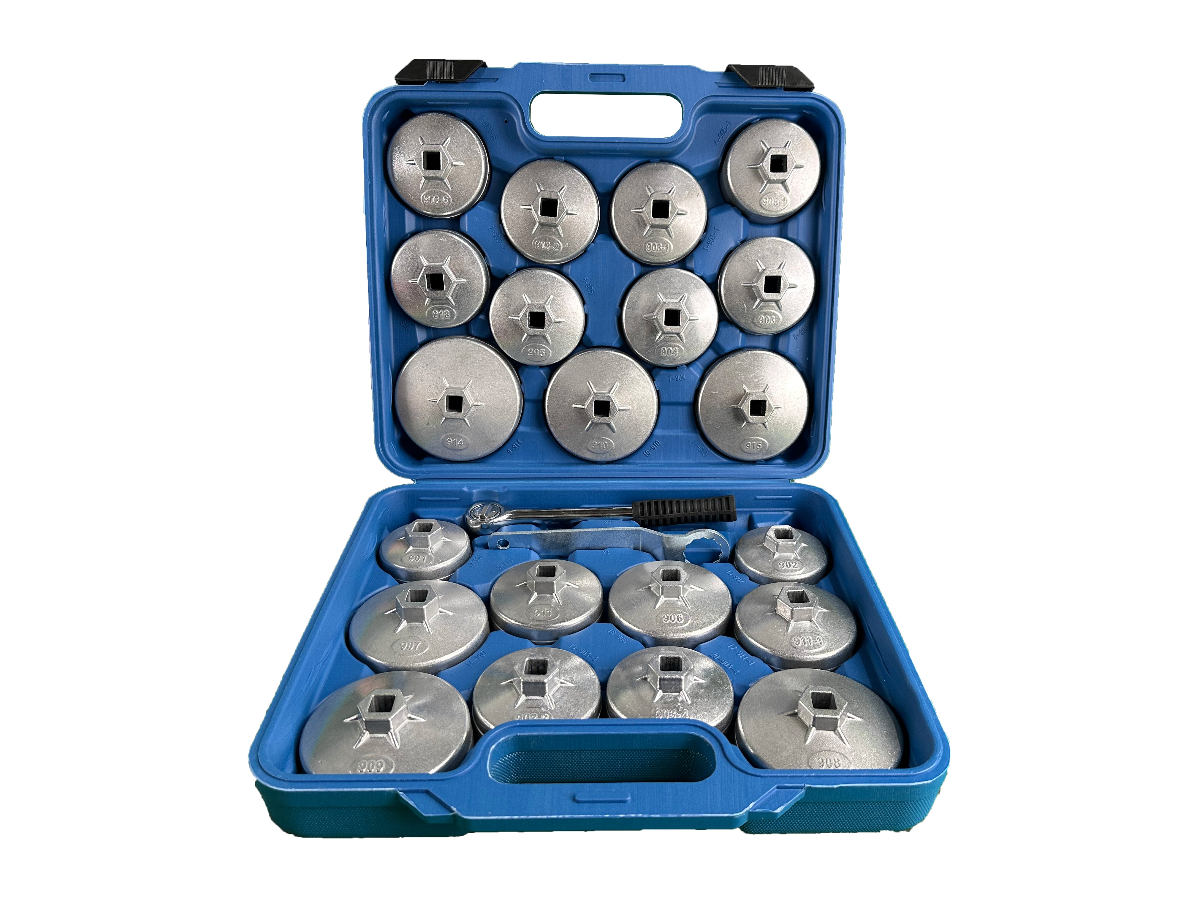 Set di chiavi per filtro olio 23 pezzi, 1/2" pollice, 27 mm, strumento di rimozione della presa del filtro dell'olio in alluminio per garage auto riparazione con custodia portaoggetti, Gebo Tools