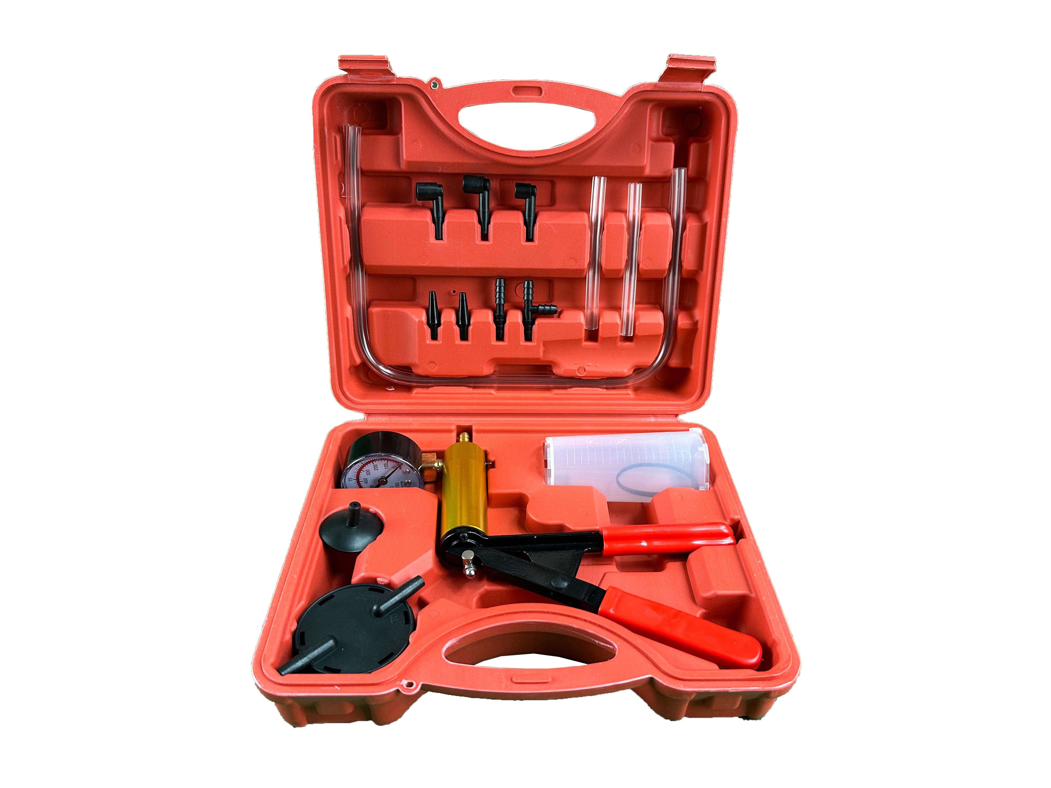 Kit spurgo freni, tester per pompe a vuoto per autoveicoli, pompa manuale a depressione per spurgo freni per automobili auto e moto, apparecchio per spurgo freni, Gebo Tools