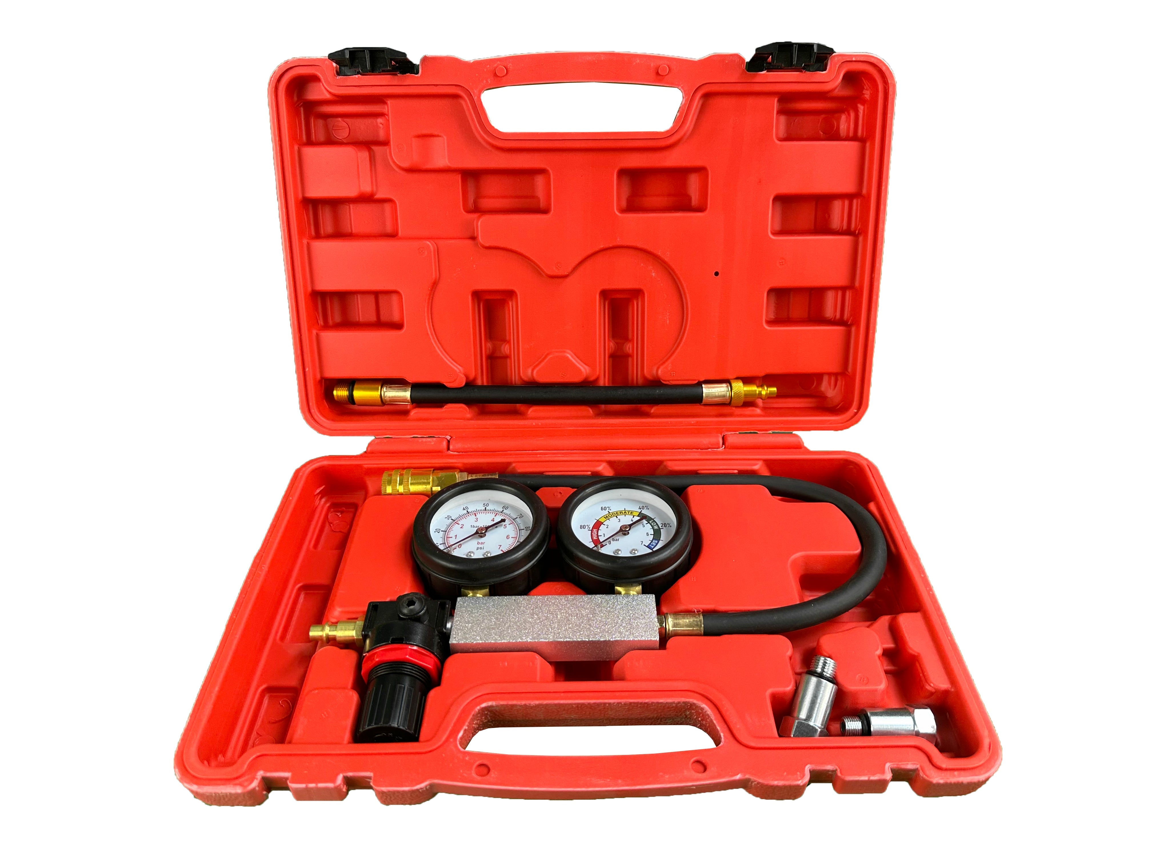 Kit test di perdite nei cilindri, include tester di compressione del motore con doppio manometro per controllo pressione e tasso di perdita,Gebo Tools