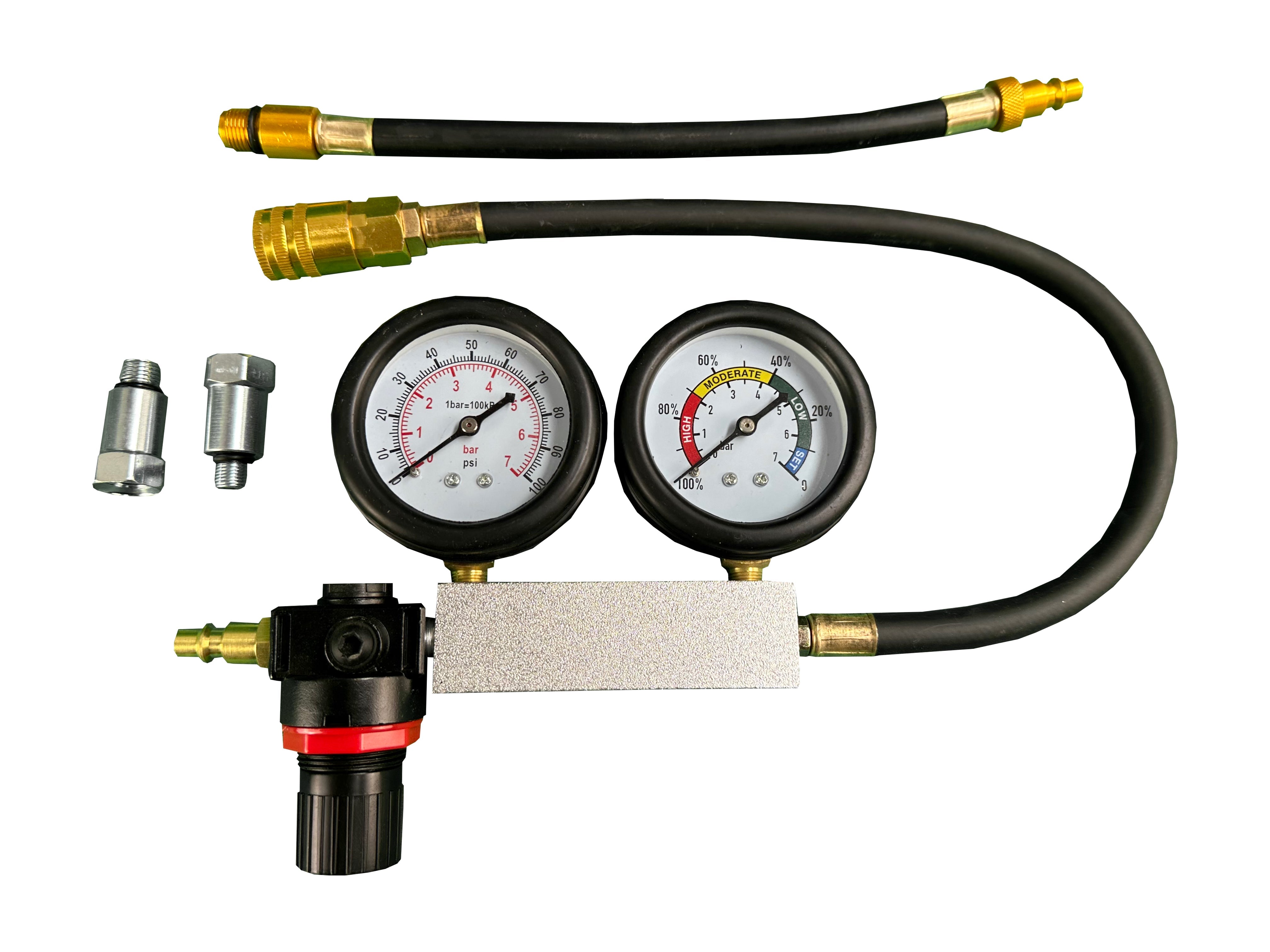 Kit test di perdite nei cilindri, include tester di compressione del motore con doppio manometro per controllo pressione e tasso di perdita,Gebo Tools