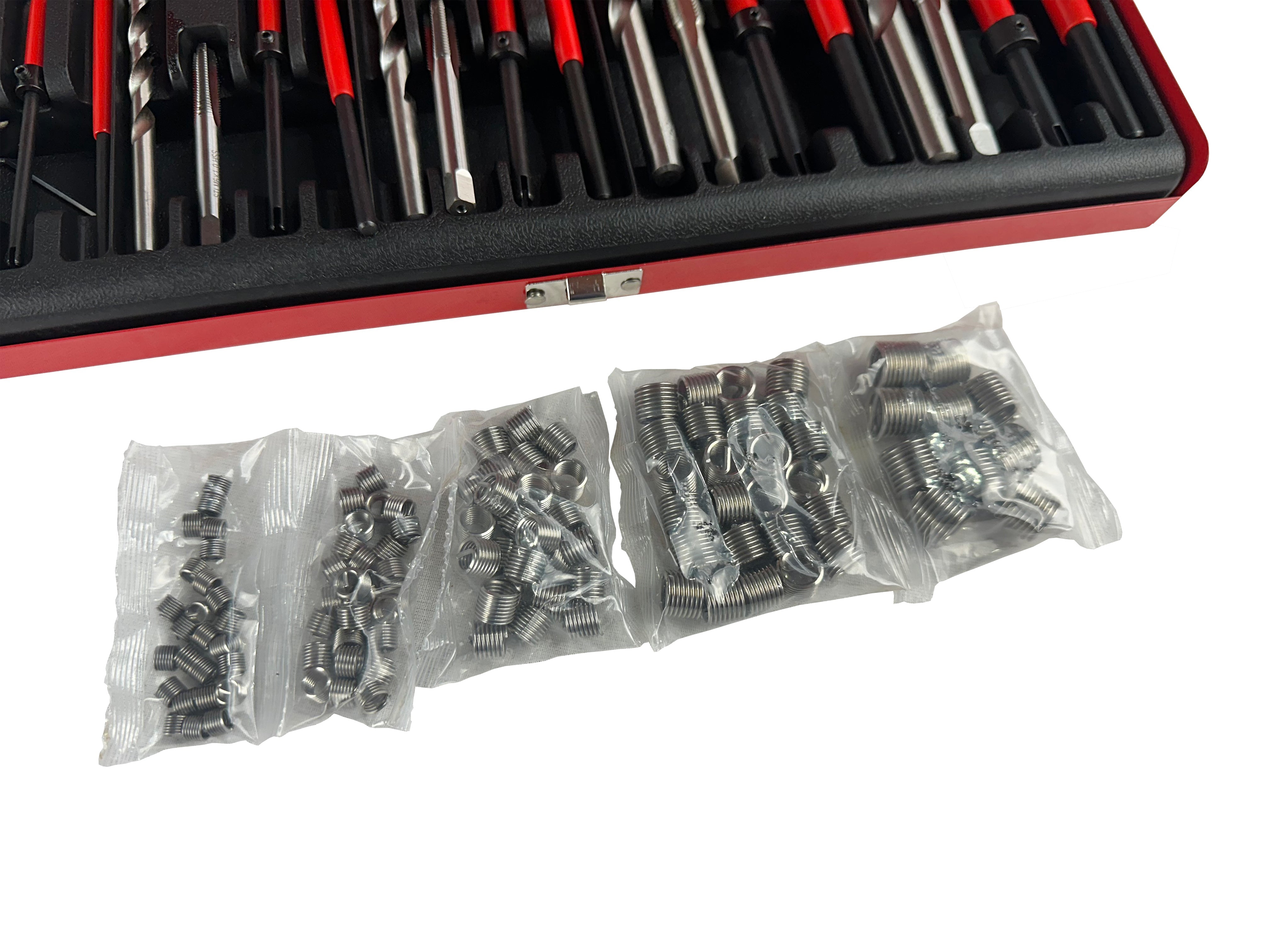 Kit riparazione di filetti, kit riparazione filettatura, utensili per filetti metrici interni M5 M6 M8 M10 M12, riparazione elicoidi kit per viti e filettatura interna, 131 pezzi Gebo Tools
