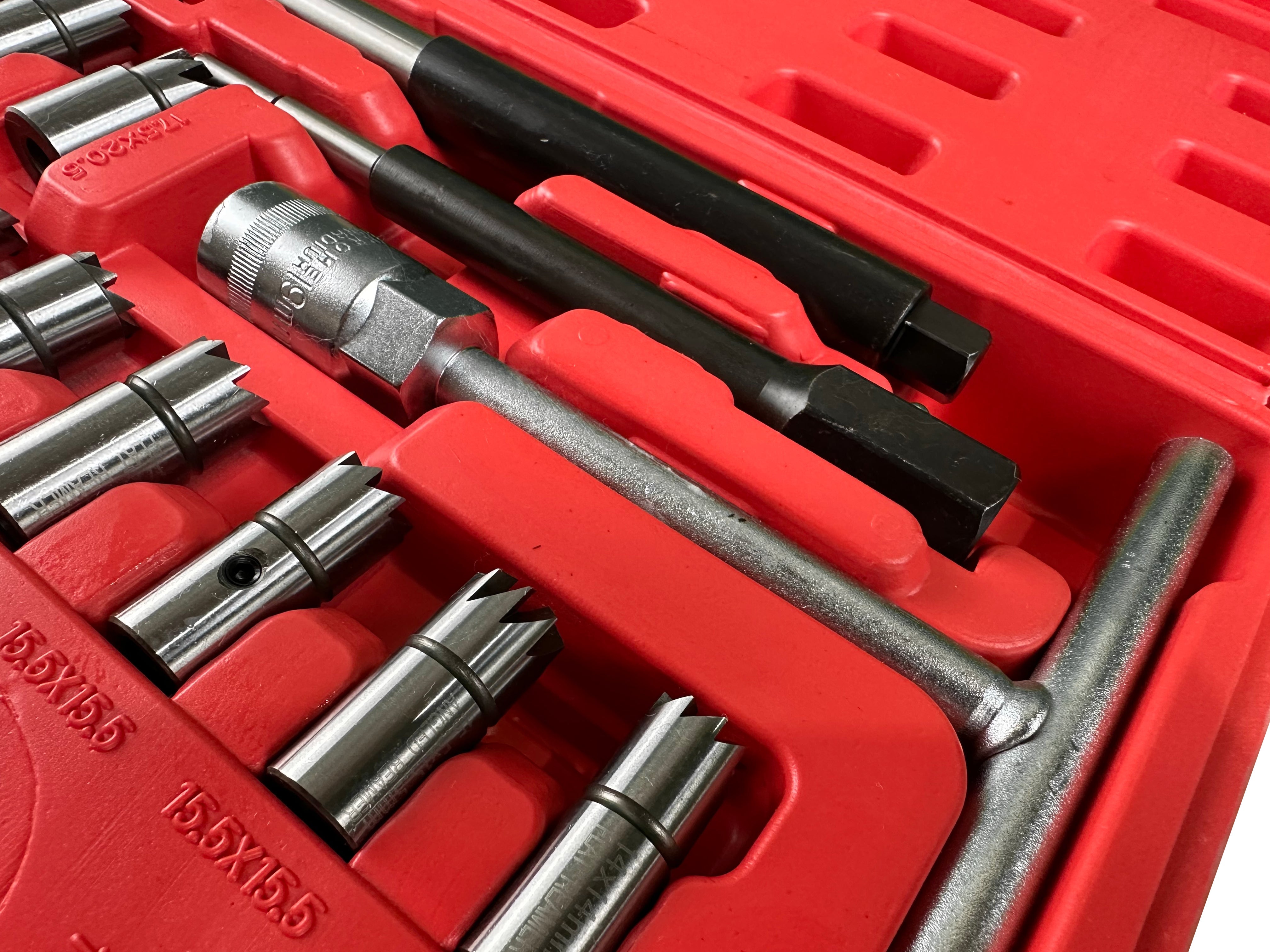 Set professionale 17 pezzi per sedi di iniettori diesel, strumento per la rimozione del carbonio, kit frese per la pulizia interna sedi iniettori, Gebo Tools