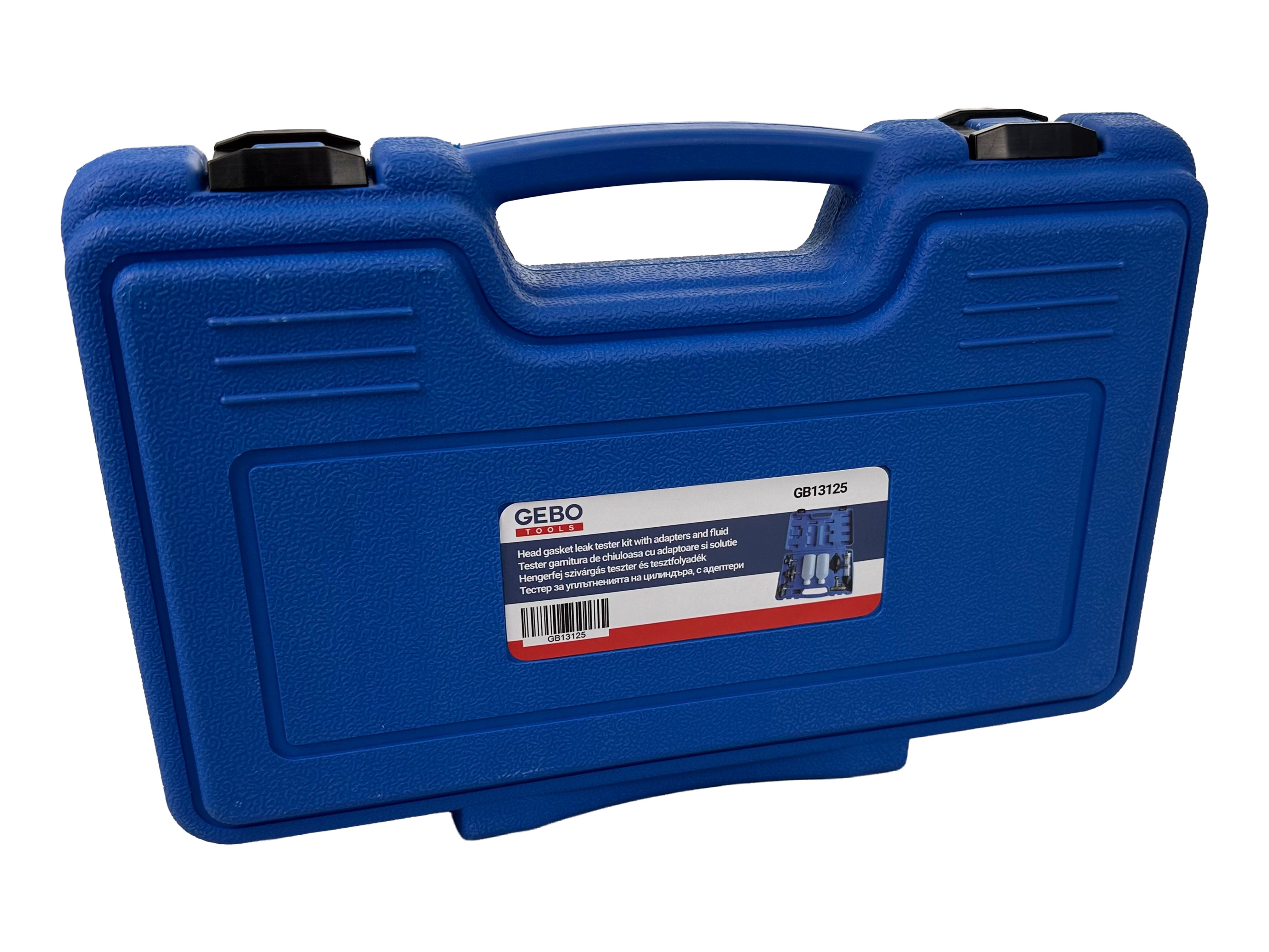 Verifica guarnizione testa cilindro tester perdite CO2 acqua di raffreddamento, kit test guarnizioni testata, tester liquido freni, kit tester perdite di combustione per auto, camion, trattori stradali, escavatori, con adattatori, Gebo Tools