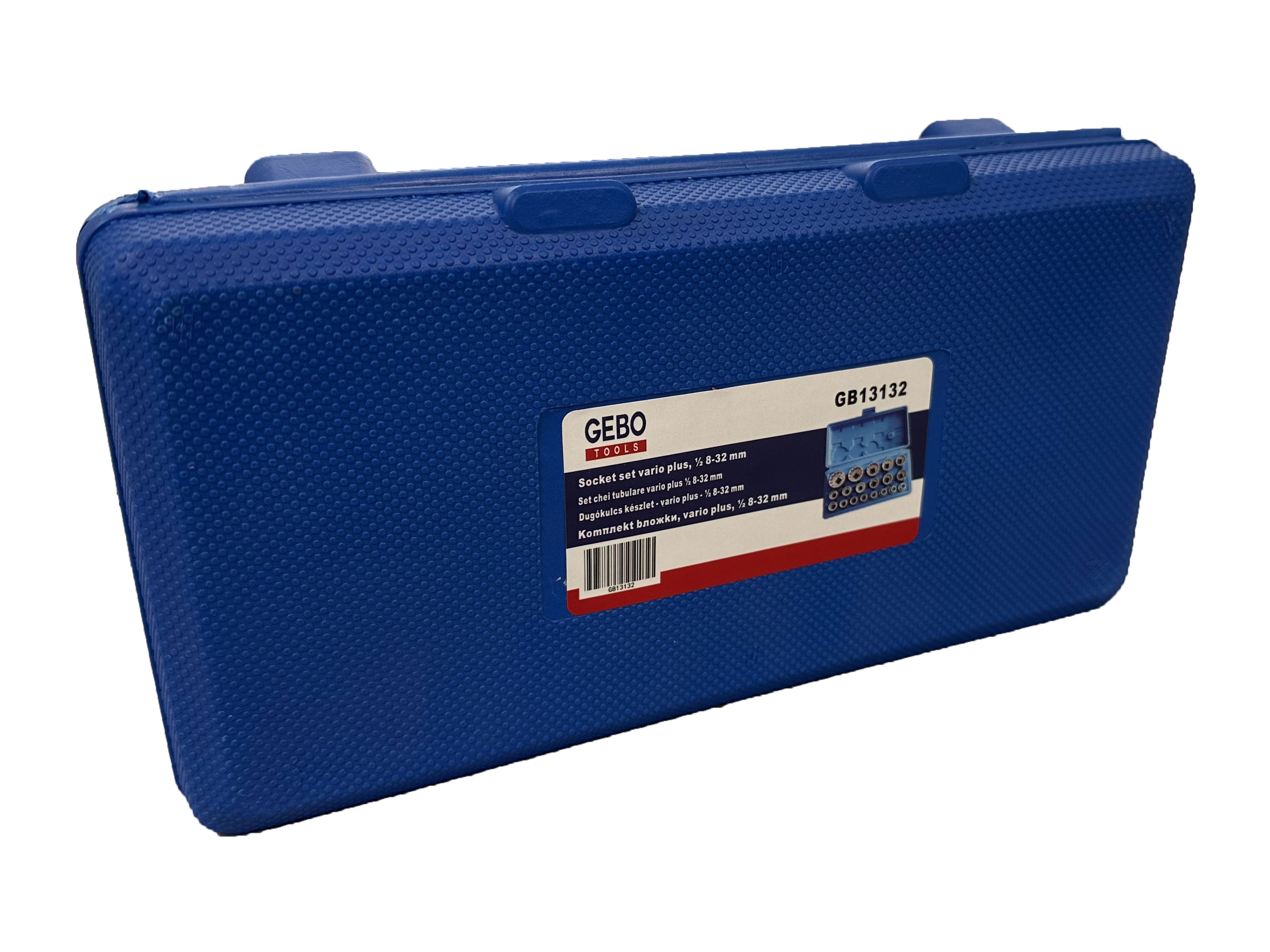 Set chiavi a bussola da 1/2" 8-32mm, chiave a bussola con custodia robusta e portatile, set di chiavi a bussola in acciaio Cr-V, millerighe XZN 19 pezzi, Gebo Tools