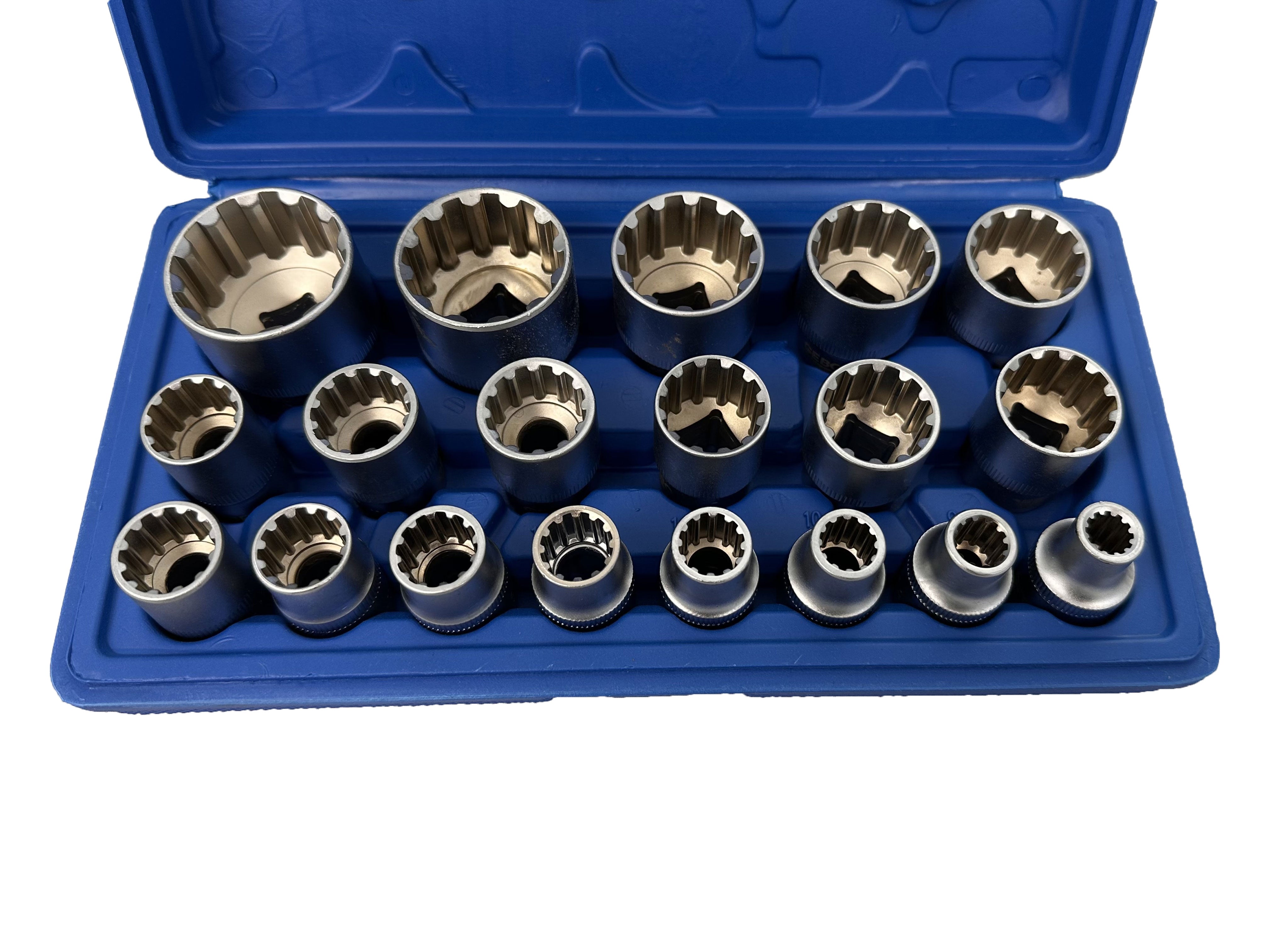 Set chiavi a bussola da 1/2" 8-32mm, chiave a bussola con custodia robusta e portatile, set di chiavi a bussola in acciaio Cr-V, millerighe XZN 19 pezzi, Gebo Tools