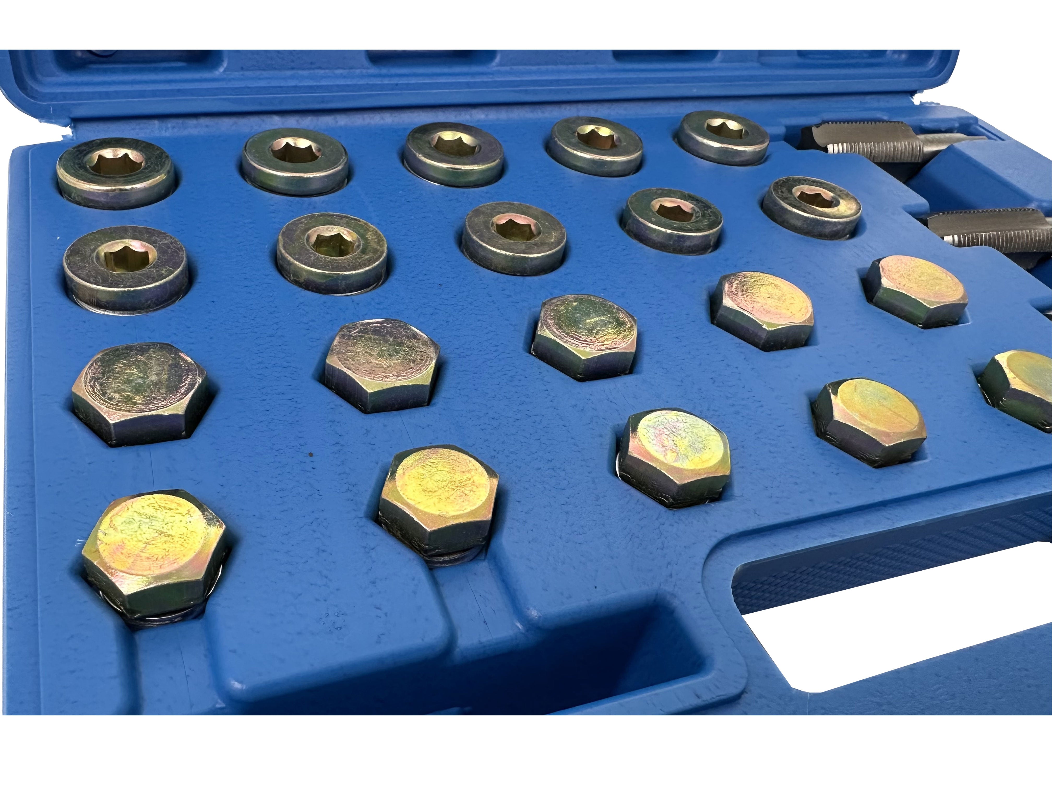 Attrezzi per riparazione filettatura auto, kit di riparazione per coppa dell'olio m13 - m22, kit di riparazione filettatura coppa olio tappo di scarico cambio, strumento di rifilettatura, M13–M15–M17–M20 Gebo Tools