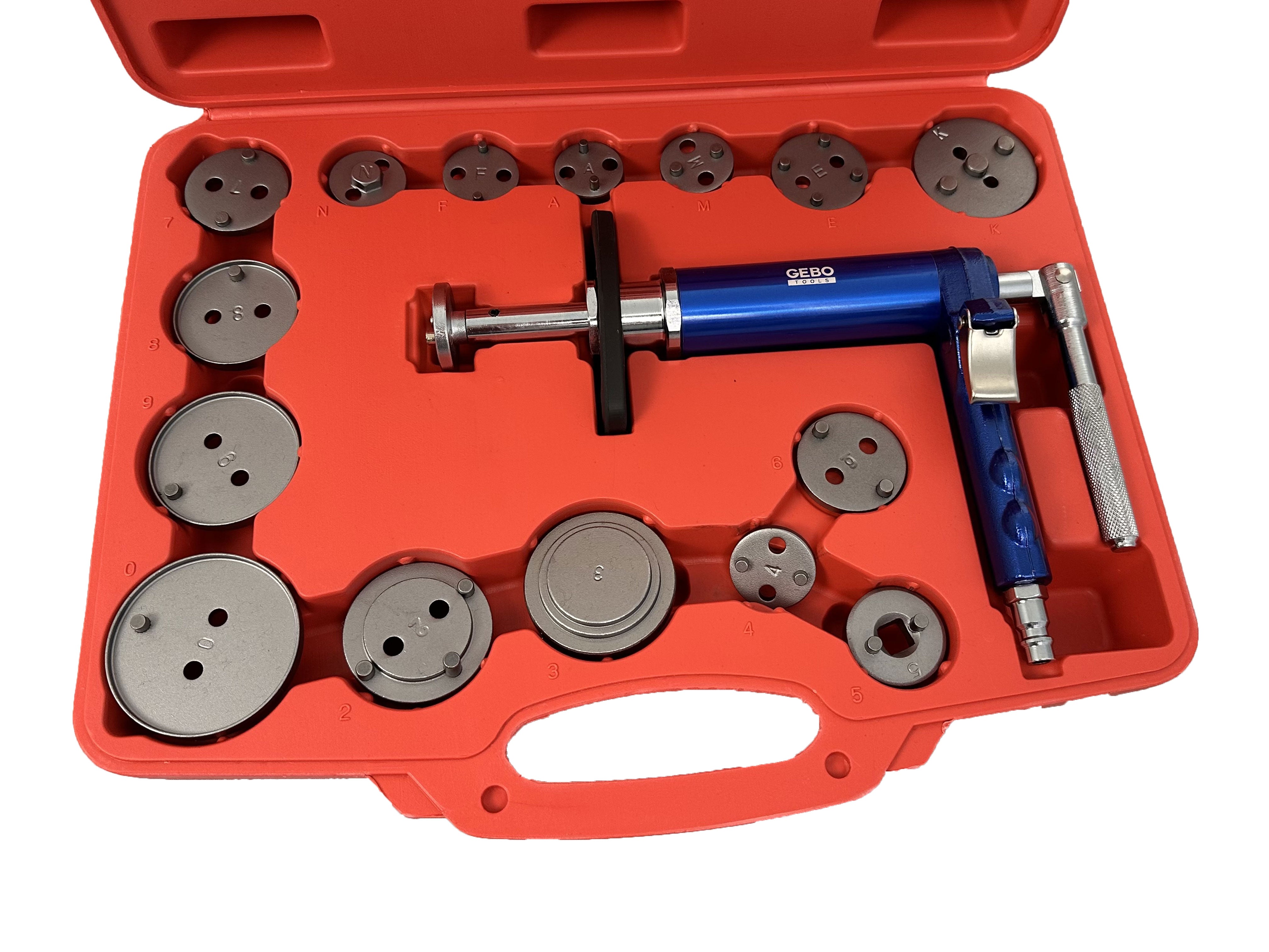 Pressa pneumatica per pistoncini freni ,kit 16 pezzi,Gebo Tools