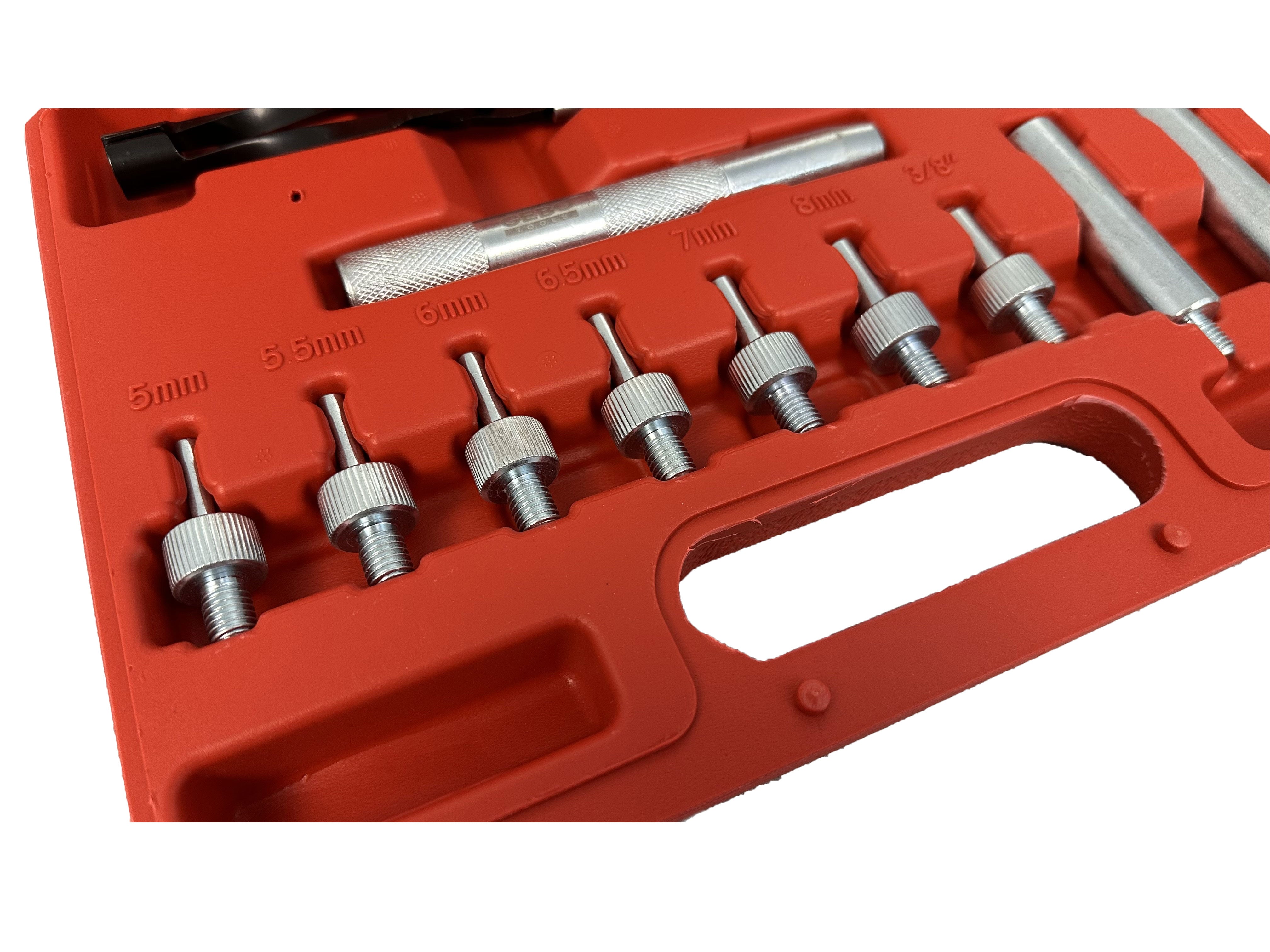 Kit di pinze e adattatori per rimozione-sostituzione-installazione guarnizioni valvole, 11 pezzi Gebo Tools