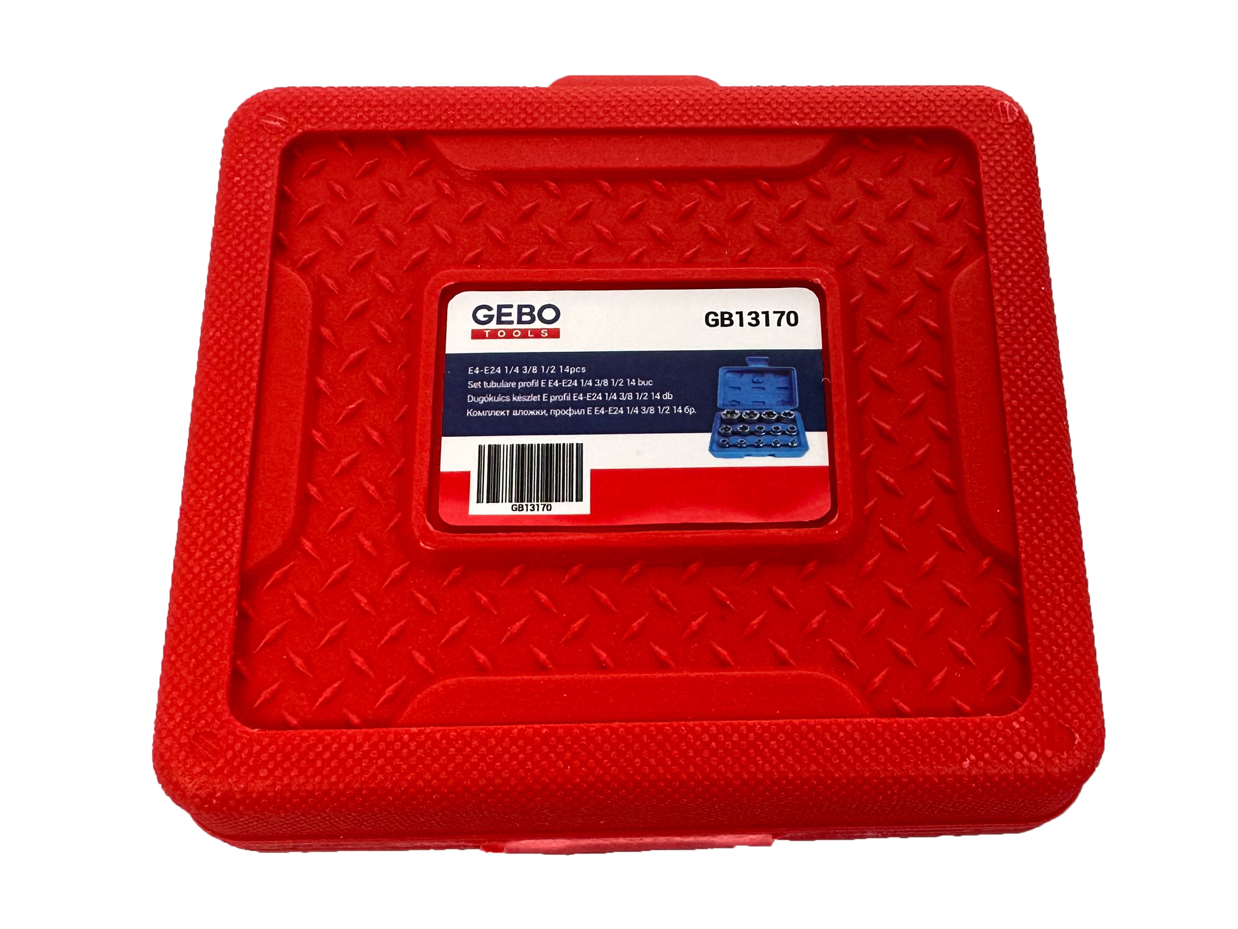 Set di chiavi a bussola E4-E24, attacco 1/2" 1/4" 3/8'' 14 pz, Gebo Tools
