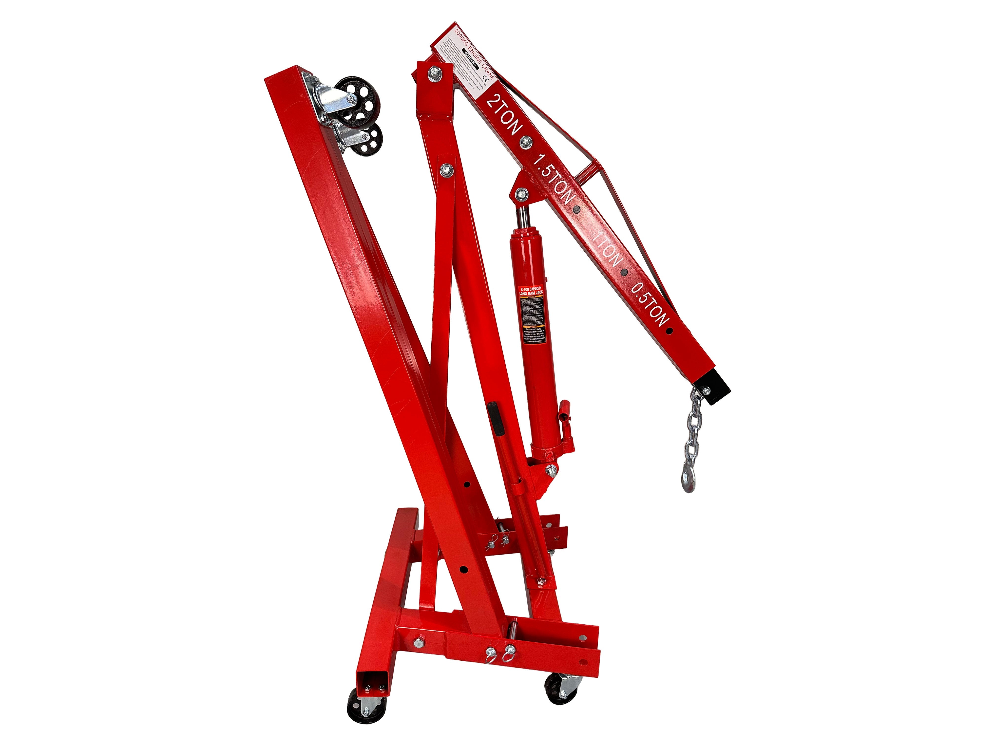 Gru idraulica pieghevole, 2 tonnellate, ideale per motori, gru idraulica maniglia pompa, gambe pieghevoli, paranco sollevatore cavalletto Gebo Tools