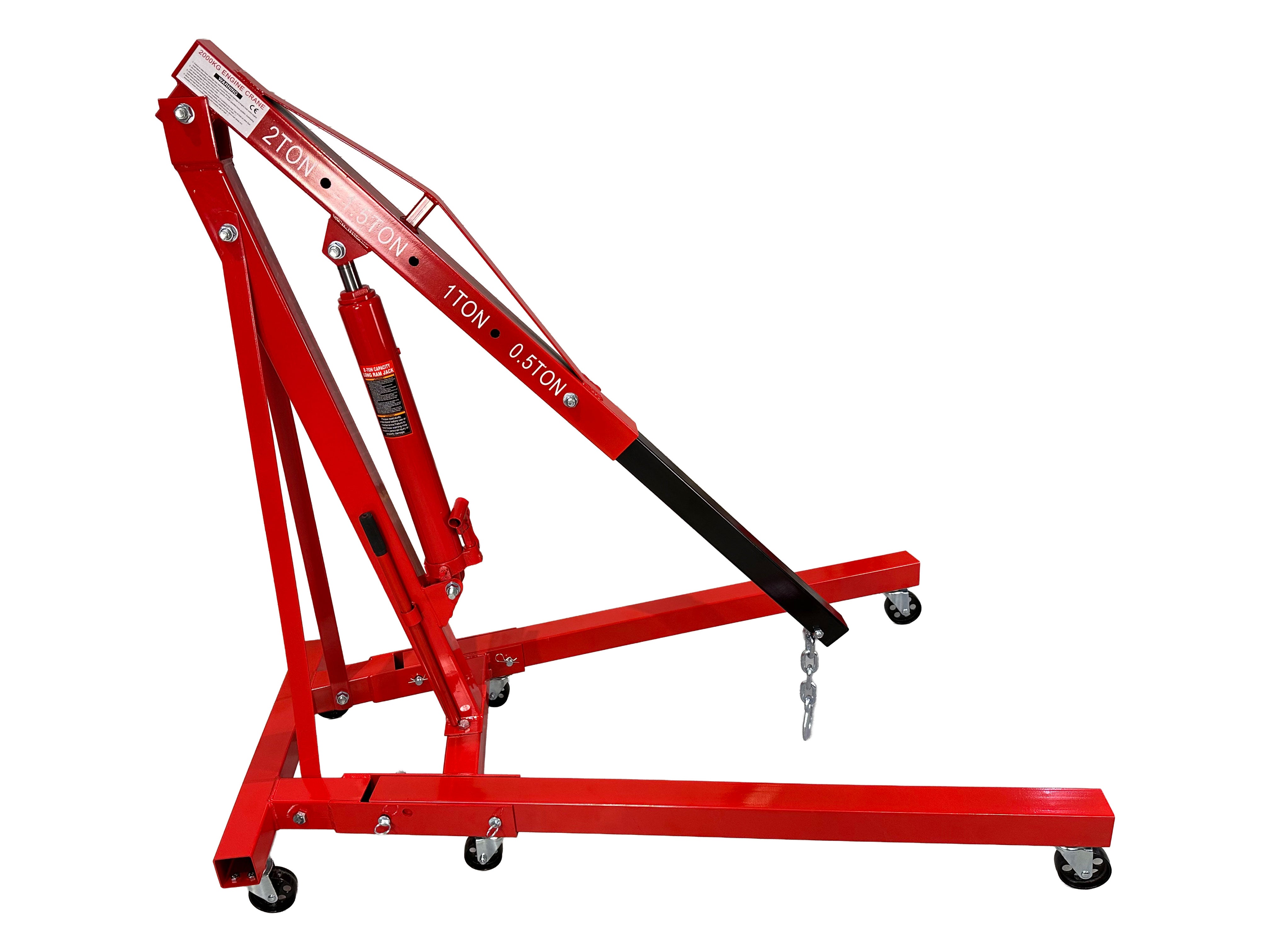 Gru idraulica pieghevole, 2 tonnellate, ideale per motori, gru idraulica maniglia pompa, gambe pieghevoli, paranco sollevatore cavalletto Gebo Tools
