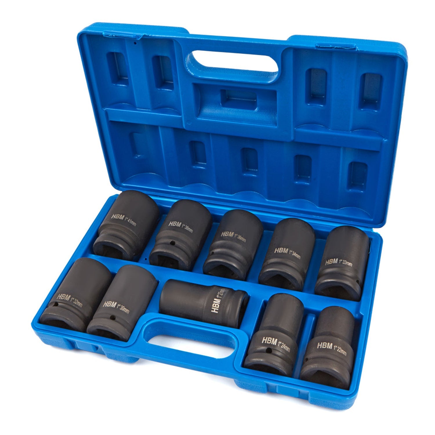 Set bussole a impatto 1" pollice, 22-41 mm bussole-boccole a impulsi profonde 10 pz, per riparazioni auto e cambio gomme