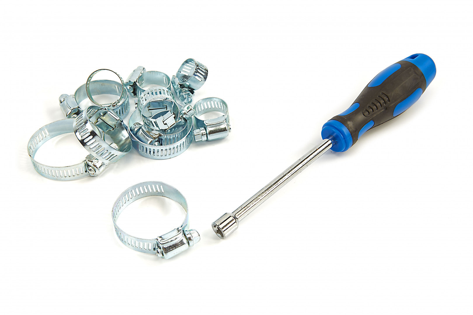 50 pezzi fascette stainless steel, set fascette regolabili per tubi gamma 7-44mm, assortimento di fascette stringitubi con cacciavite e custodia, 6 misure