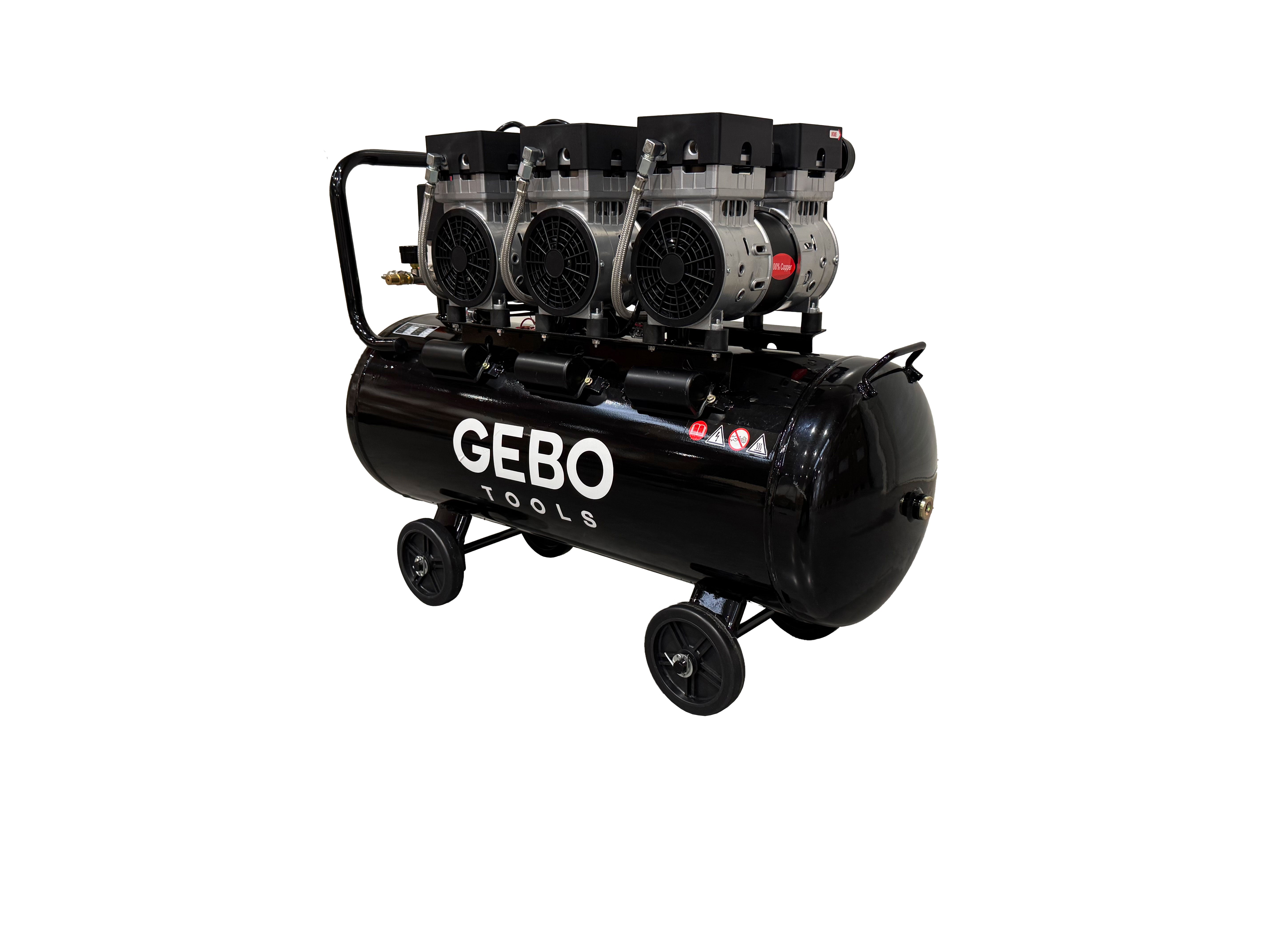 Compressore aria 220 V - compressore silenziato 8 bar - con capacità del serbatoio di 70 litri - senza olio, oil free - per utensili pneumatici, Gebo Tools