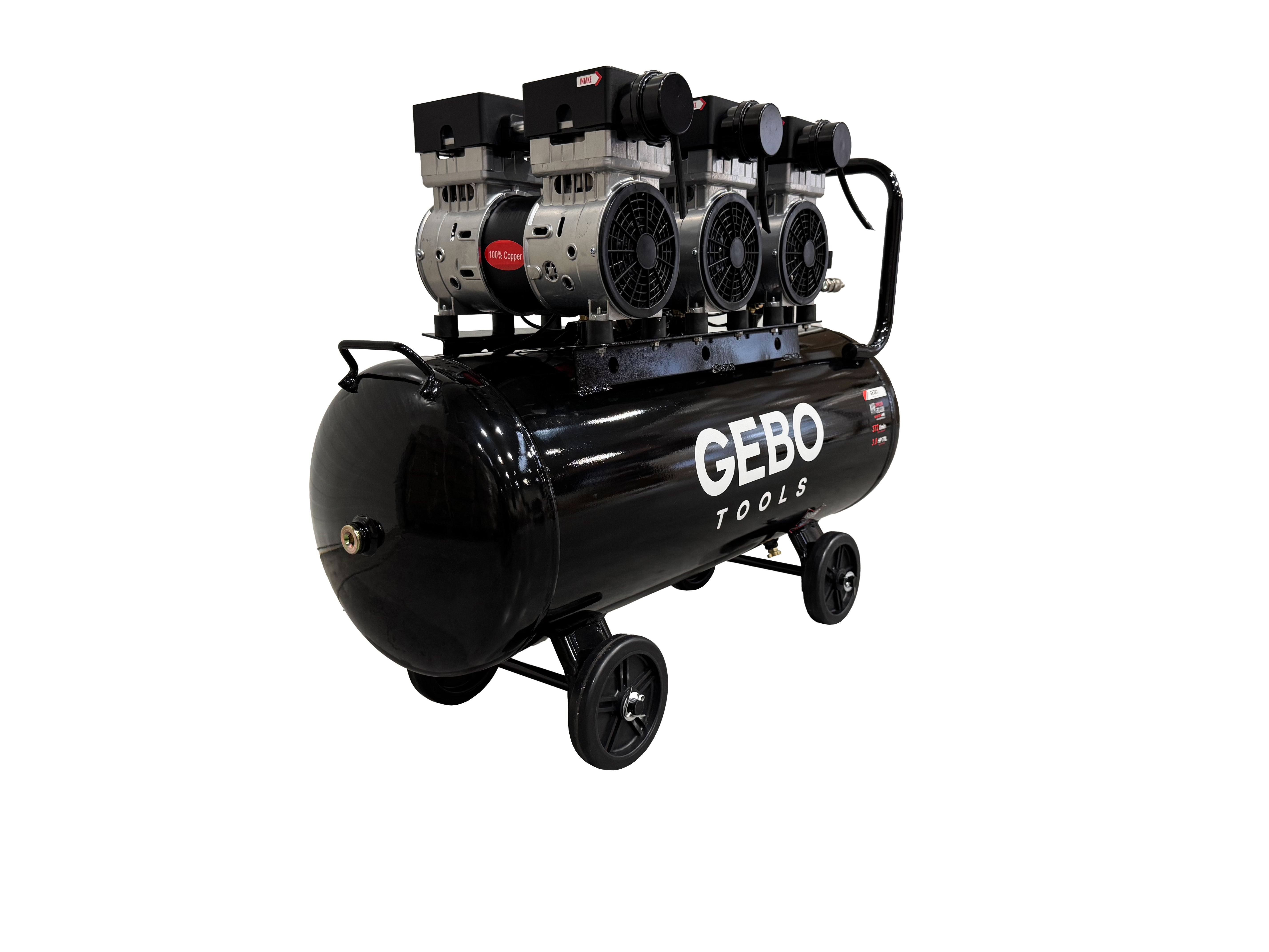 Compressore aria 220 V - compressore silenziato 8 bar - con capacità del serbatoio di 70 litri - senza olio, oil free - per utensili pneumatici, Gebo Tools