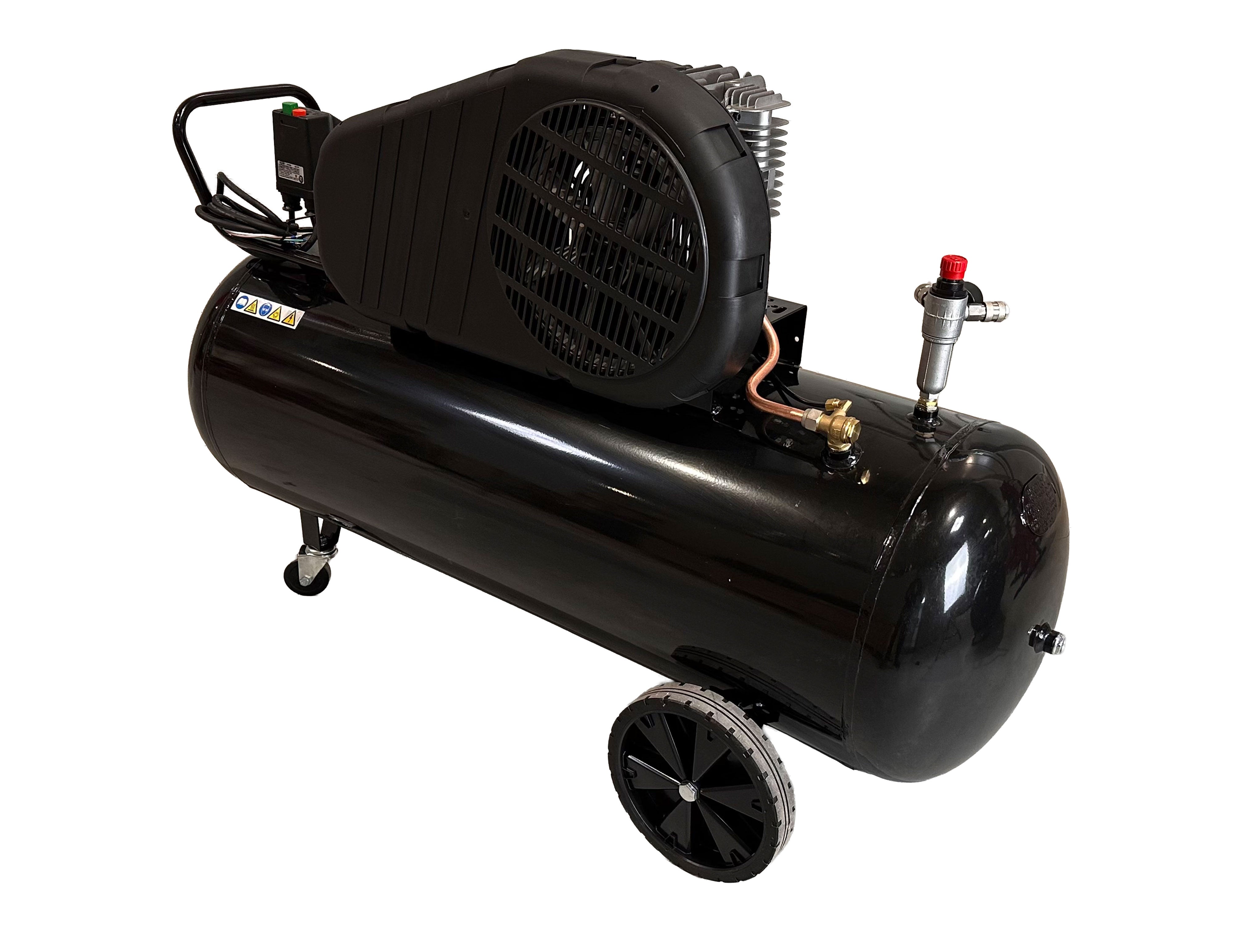 Compressore d'aria da 200 litri 3 HP 400 V, gonfiatore per pneumatici, kit di gonfiaggio per pneumatici da 40 l/min, pompa d'aria per auto, biciclette, palloni, materassi ad aria, barche gonfiabili con cavo alimentazione tubo aria manometro, Gebo Tools