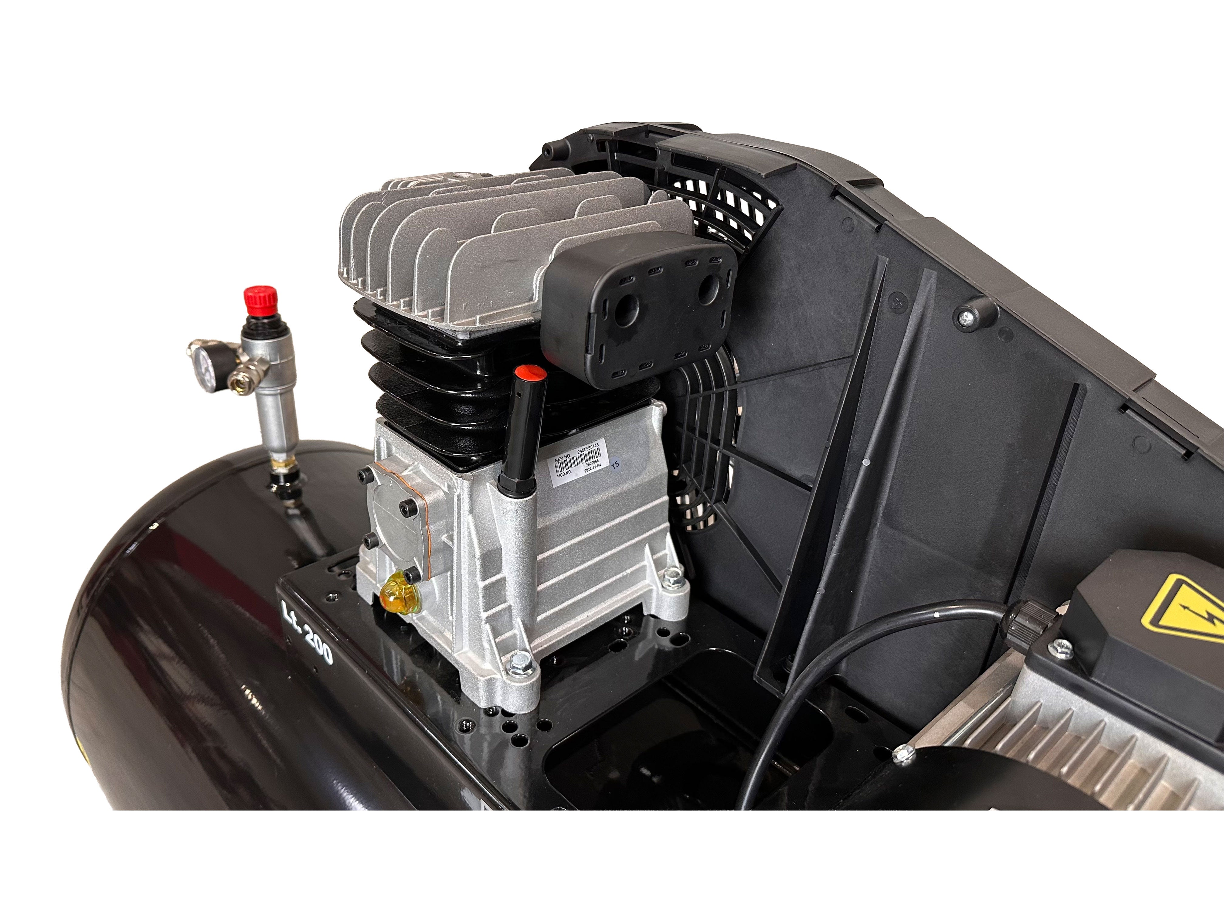 Compressore d'aria da 200 litri 3 HP 400 V, gonfiatore per pneumatici, kit di gonfiaggio per pneumatici da 40 l/min, pompa d'aria per auto, biciclette, palloni, materassi ad aria, barche gonfiabili con cavo alimentazione tubo aria manometro, Gebo Tools