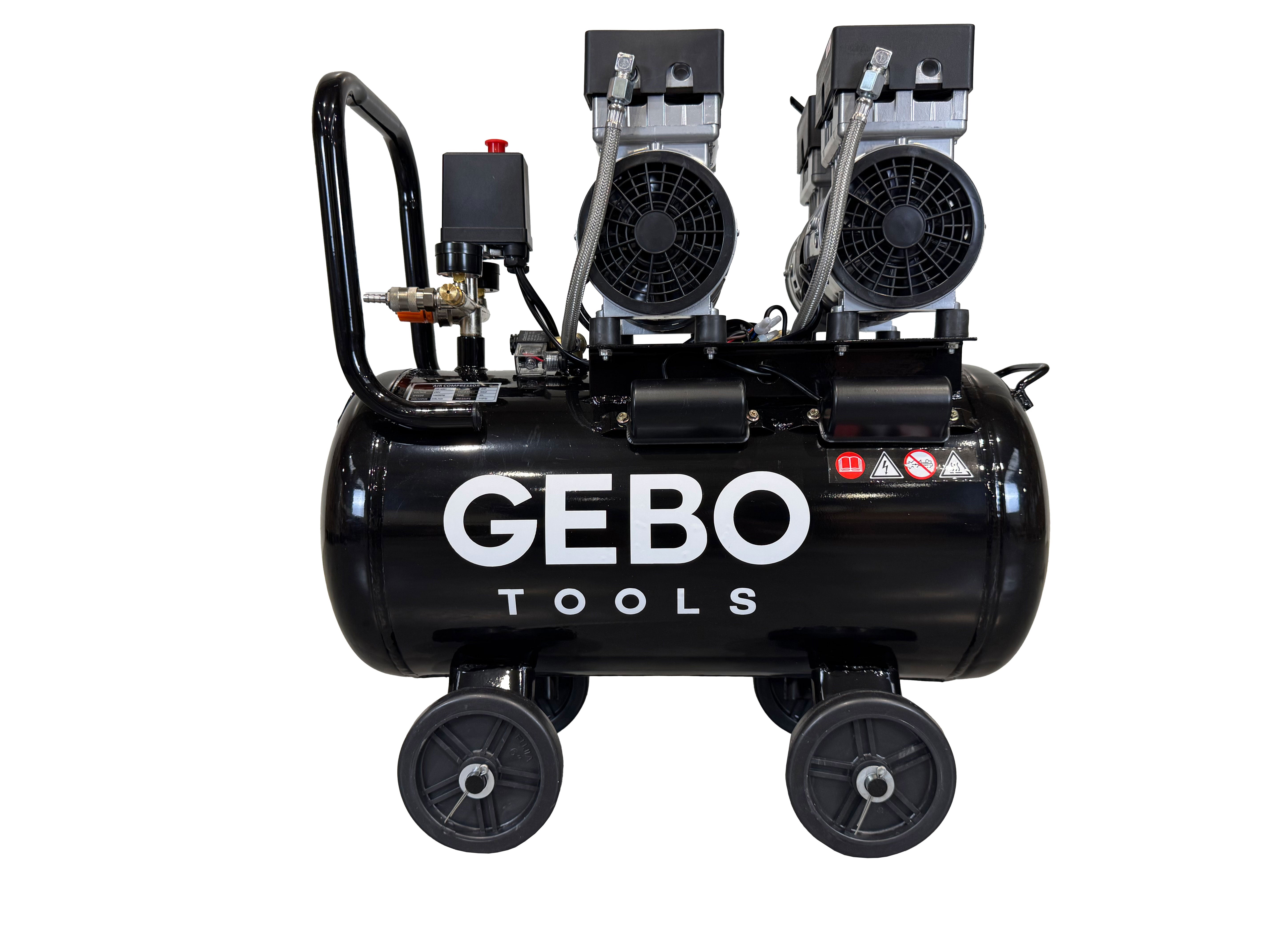 Compressore aria silenziato - con capacità del serbatoio di 50 litri - senza olio, oil free - per utensili pneumatici, Gebo Tools