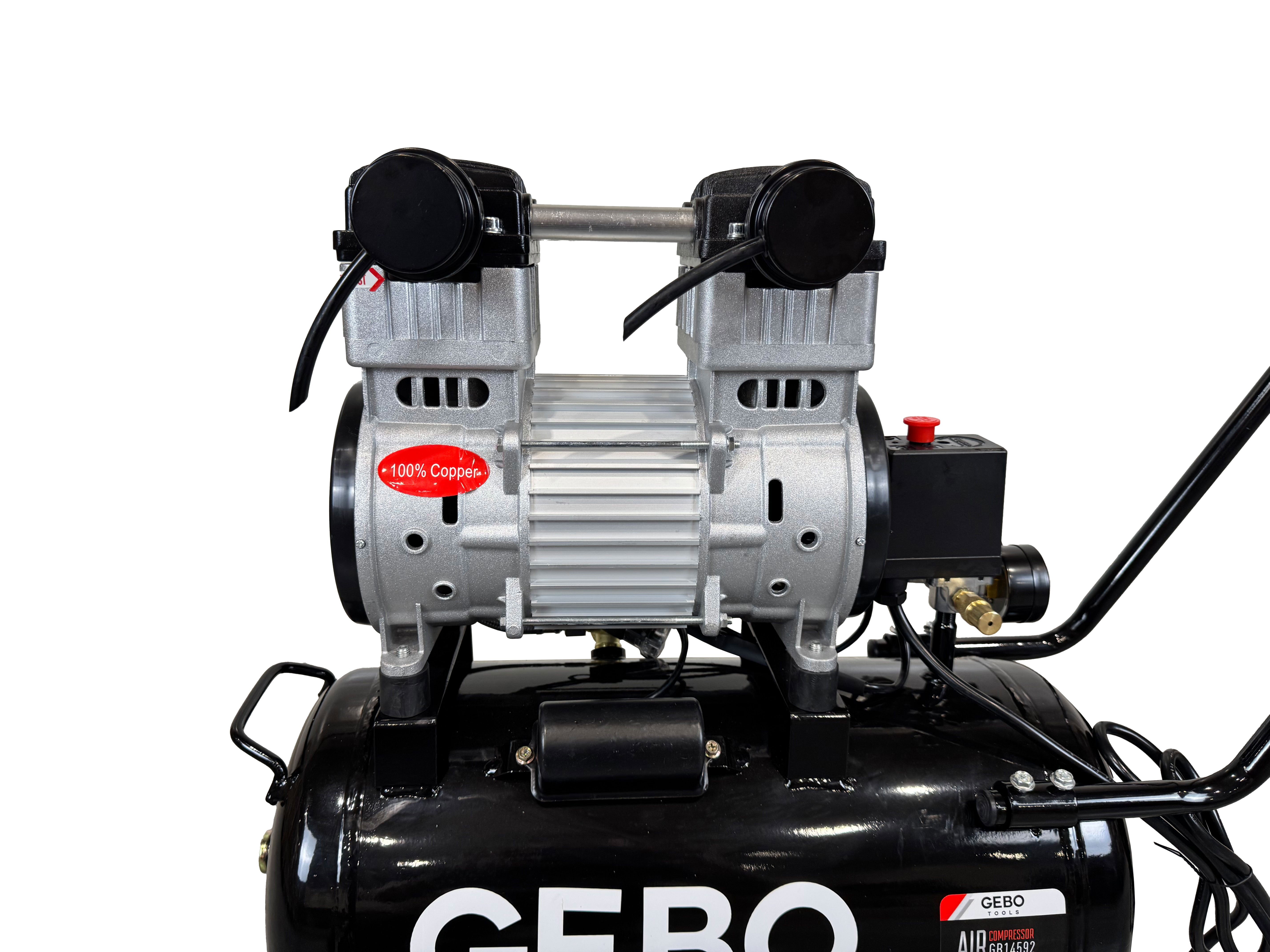 Compressore aria silenziato - con capacità del serbatoio di 30 litri - senza olio, oil free - per utensili pneumatici, Gebo Tools