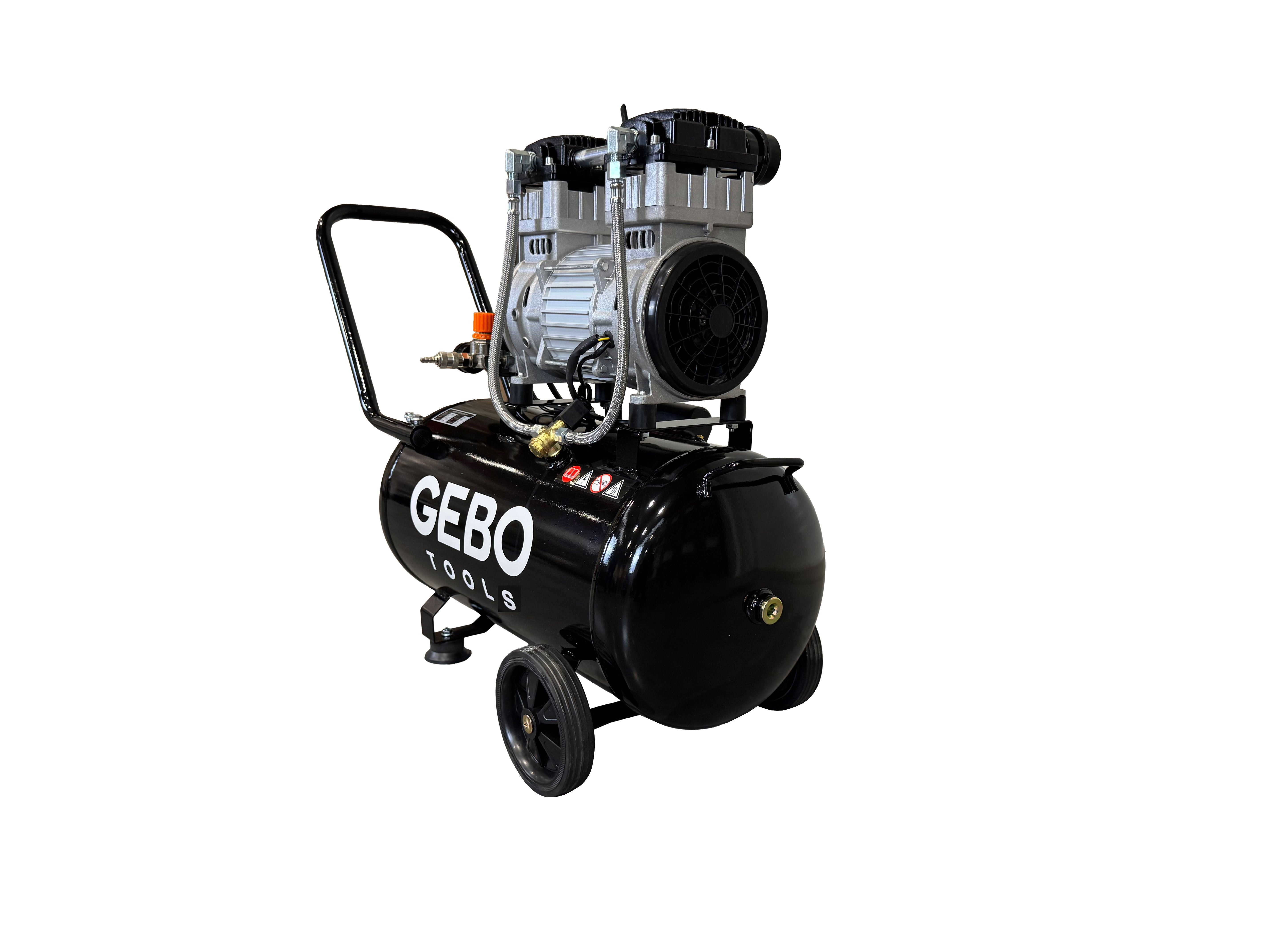 Compressore aria 220 V, 2 HP - compressore silenziato 8 bar - con capacità del serbatoio di 50 litri - senza olio, oil free - per utensili pneumatici, Gebo Tools
