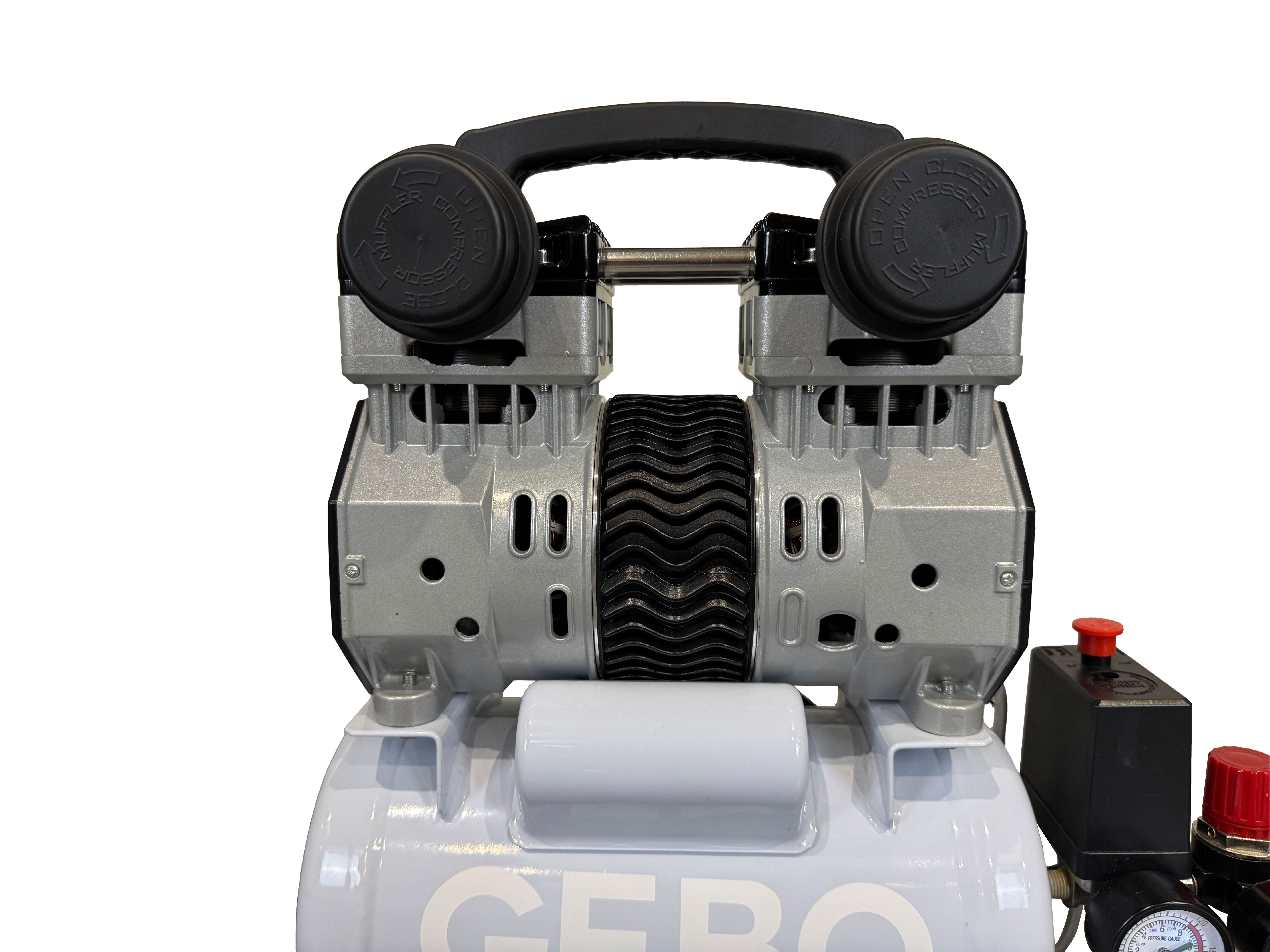 Compressore aria silenziato - con capacità del serbatoio di 6 litri - senza olio, oil free - per utensili pneumatici, Gebo Tools