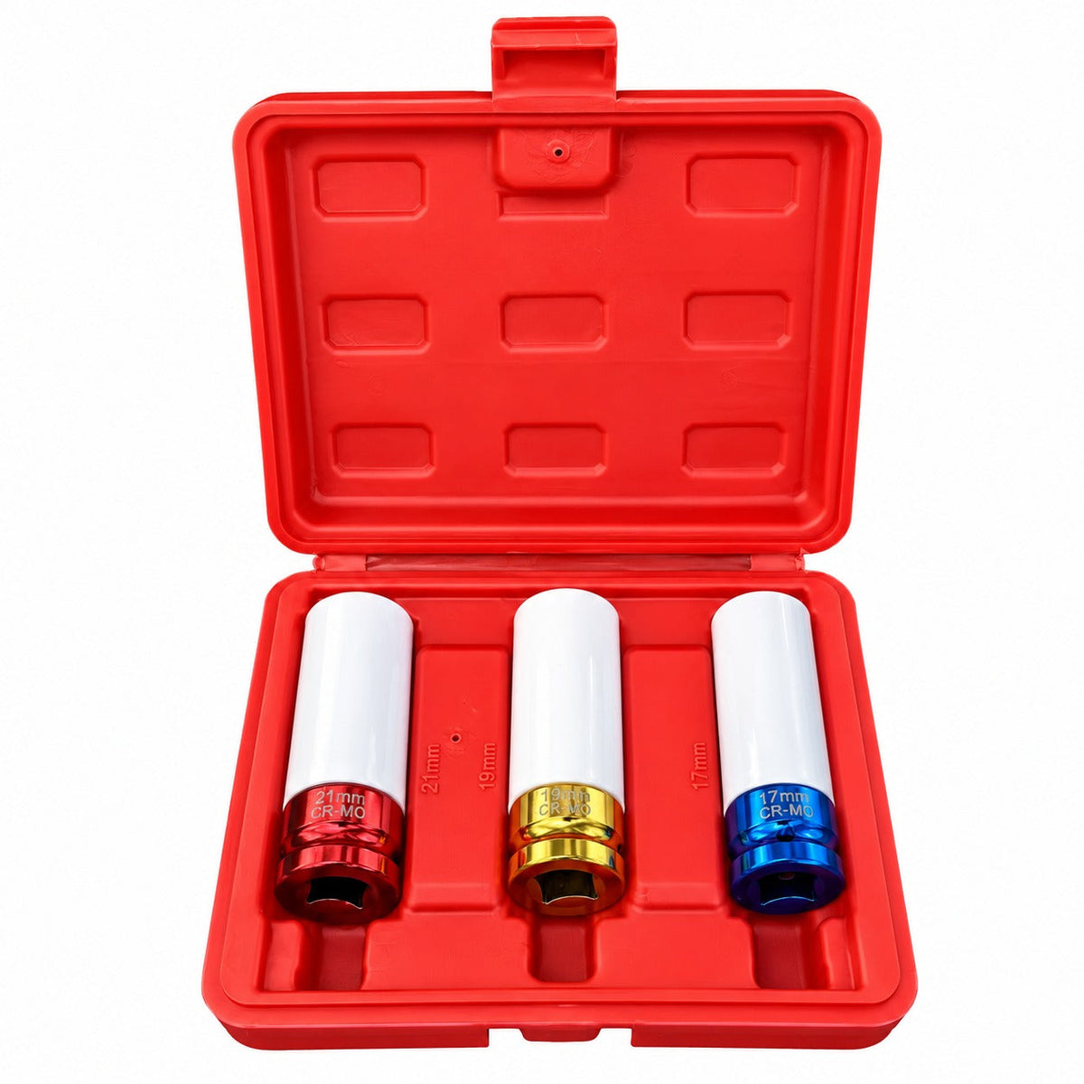 Set 3 bussole con rivestimento protettivo per cerchi auto in lega da 17 mm,19 mm,21 mm Gebo Tools