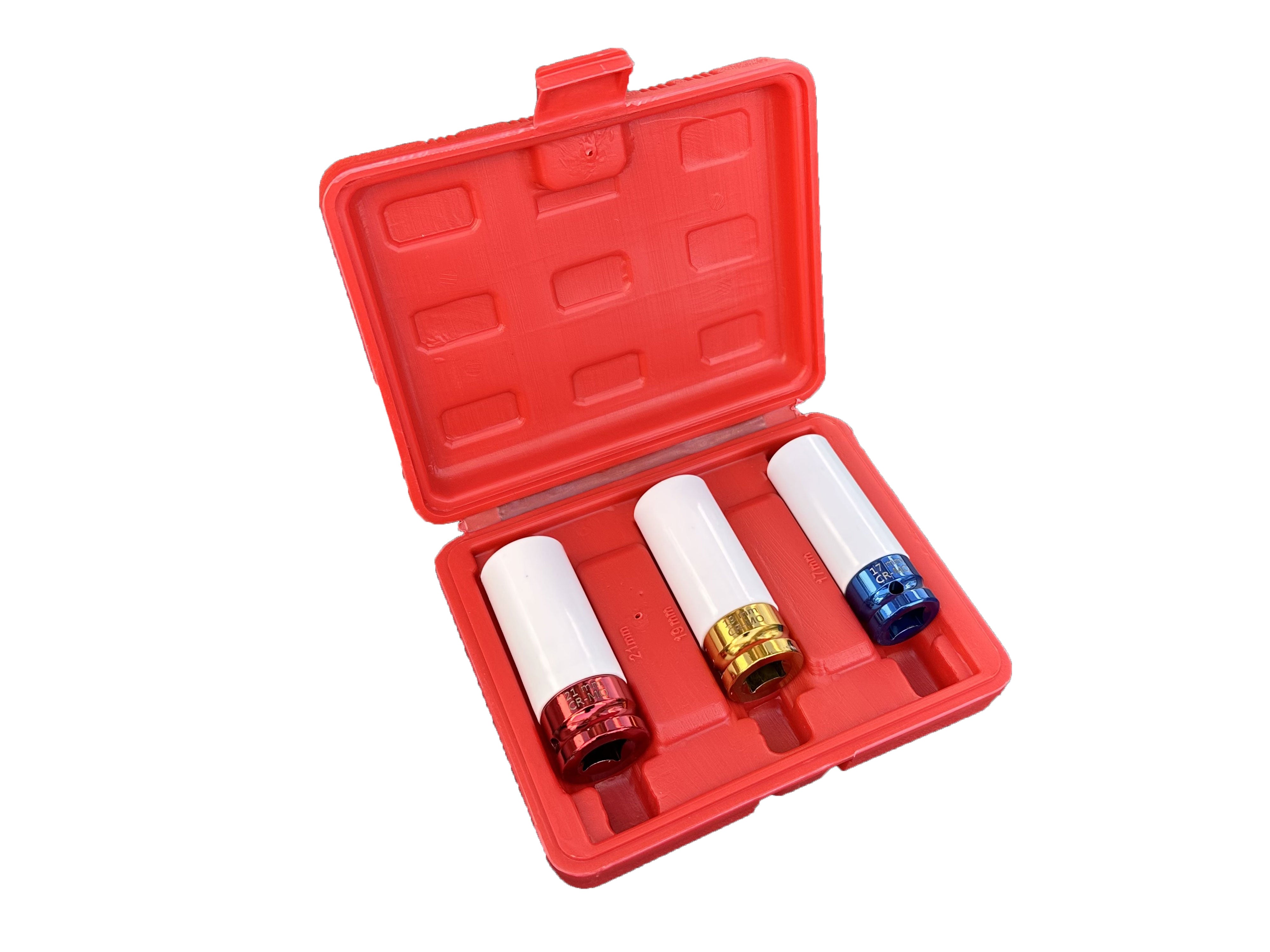 Set 3 bussole con rivestimento protettivo per cerchi in lega da 15 mm,17 mm,19 mm, Gebo Tools