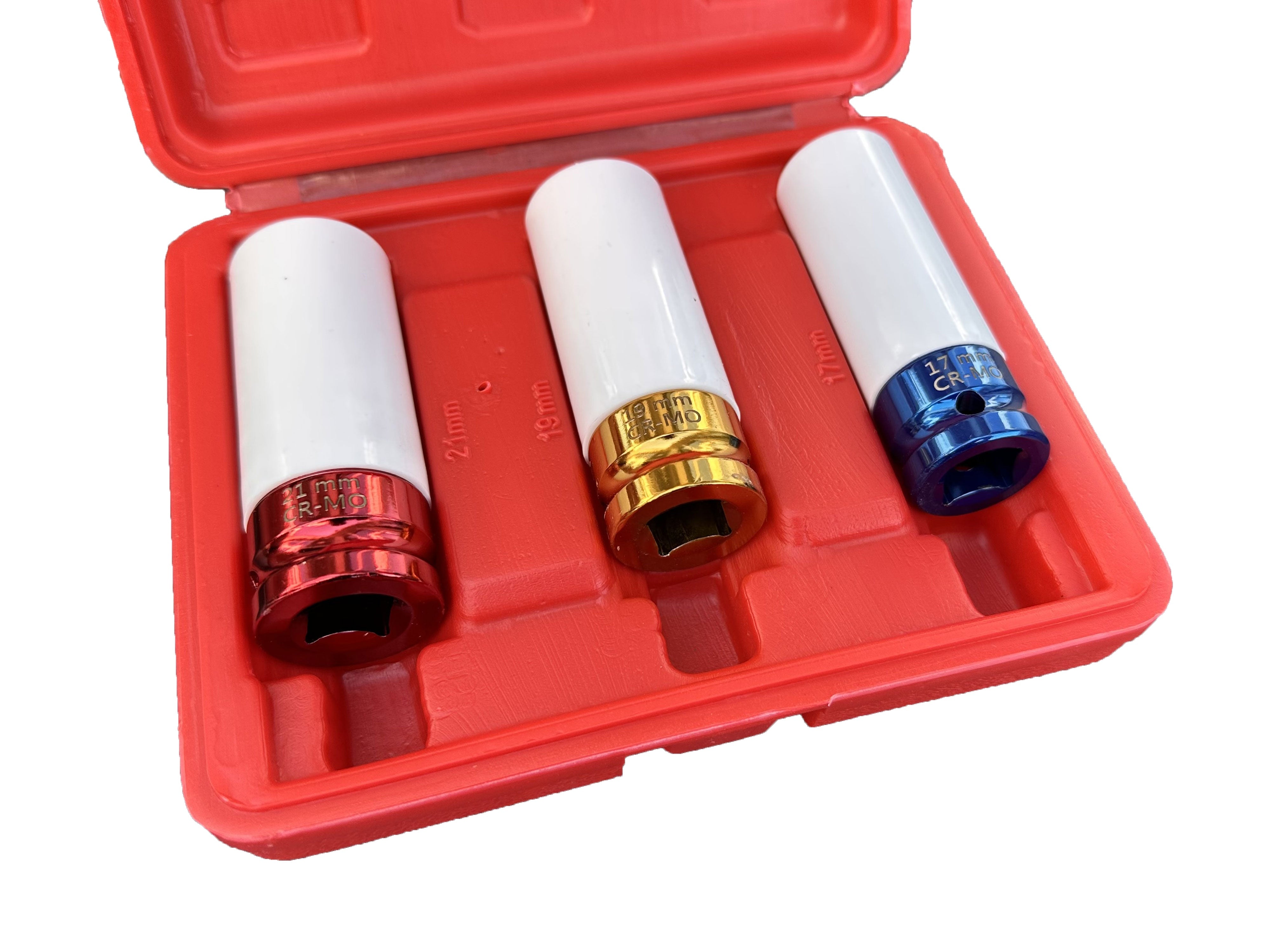 Set 3 bussole con rivestimento protettivo per cerchi in lega da 15 mm,17 mm,19 mm, Gebo Tools