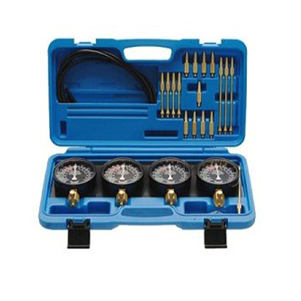 Tester pressione carburante per auto moto, sincronizzatore carburatore per vuoto set di strumenti con adattatore e 4 manometro