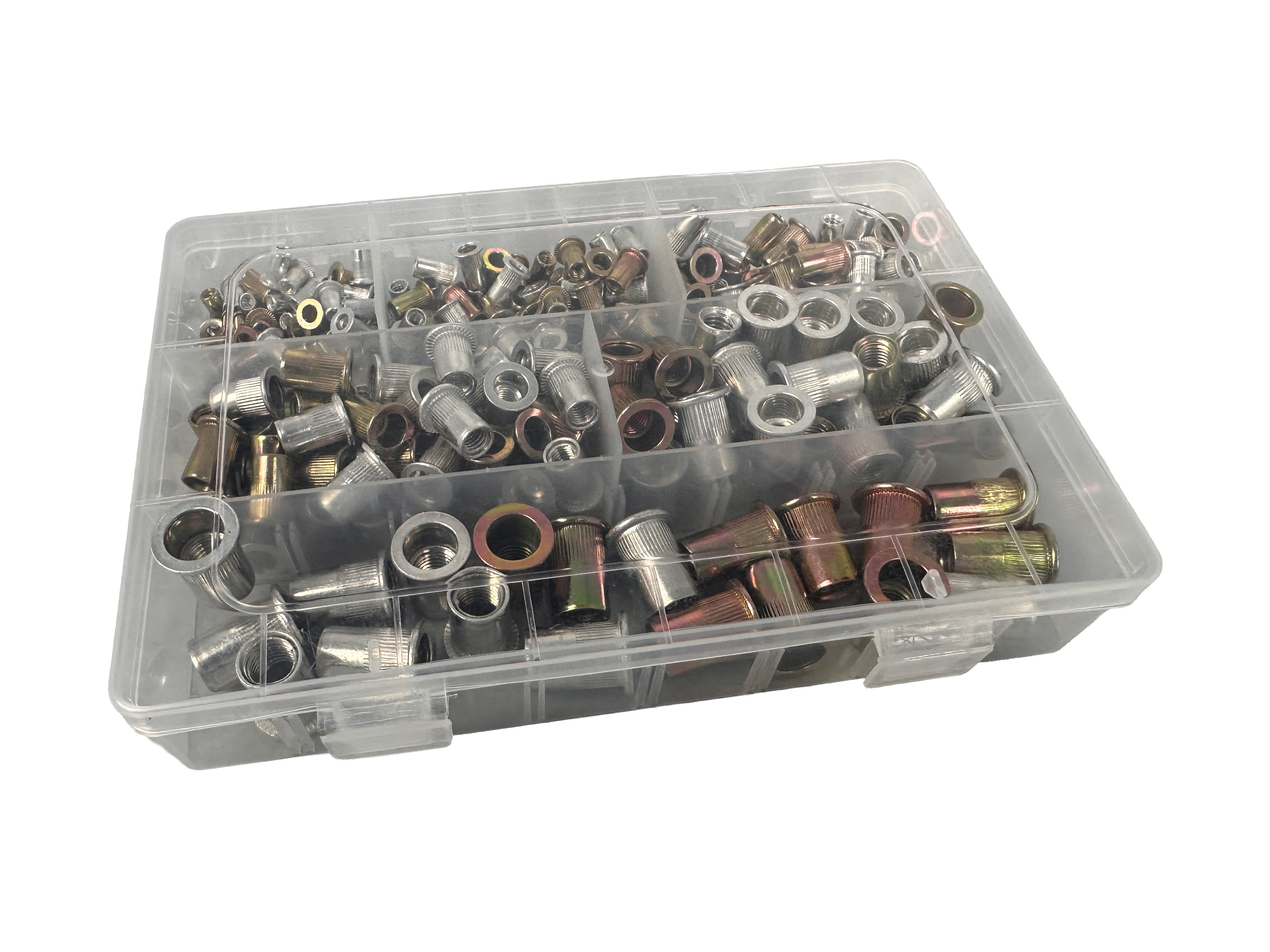 Rivetti filettati, rivetto dadi di assortimento, dado per inserti, dado rivetto - M3-M10 300 pezzi, Gebo Tools
