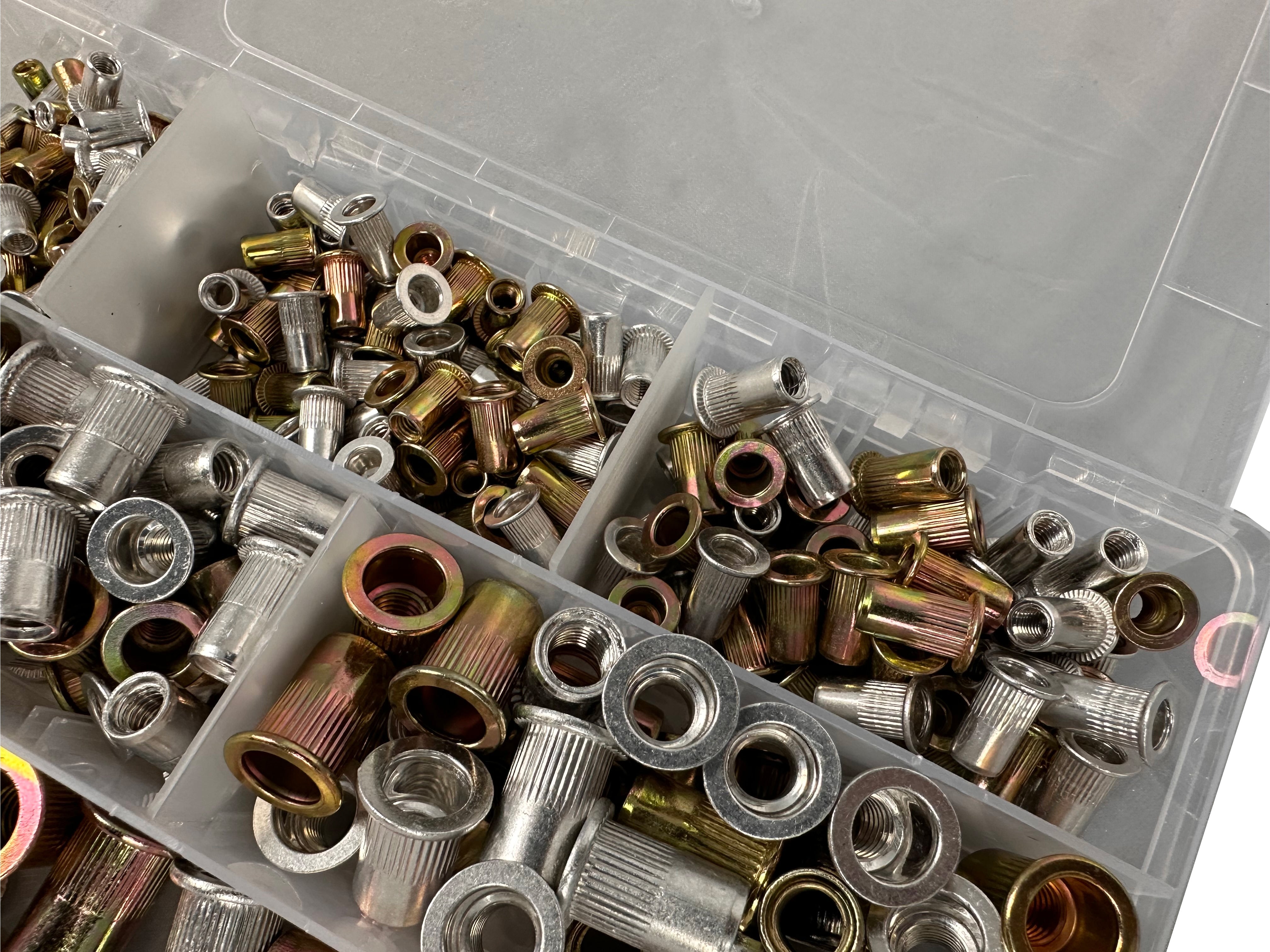 Rivetti filettati, rivetto dadi di assortimento, dado per inserti, dado rivetto - M3-M10 300 pezzi, Gebo Tools