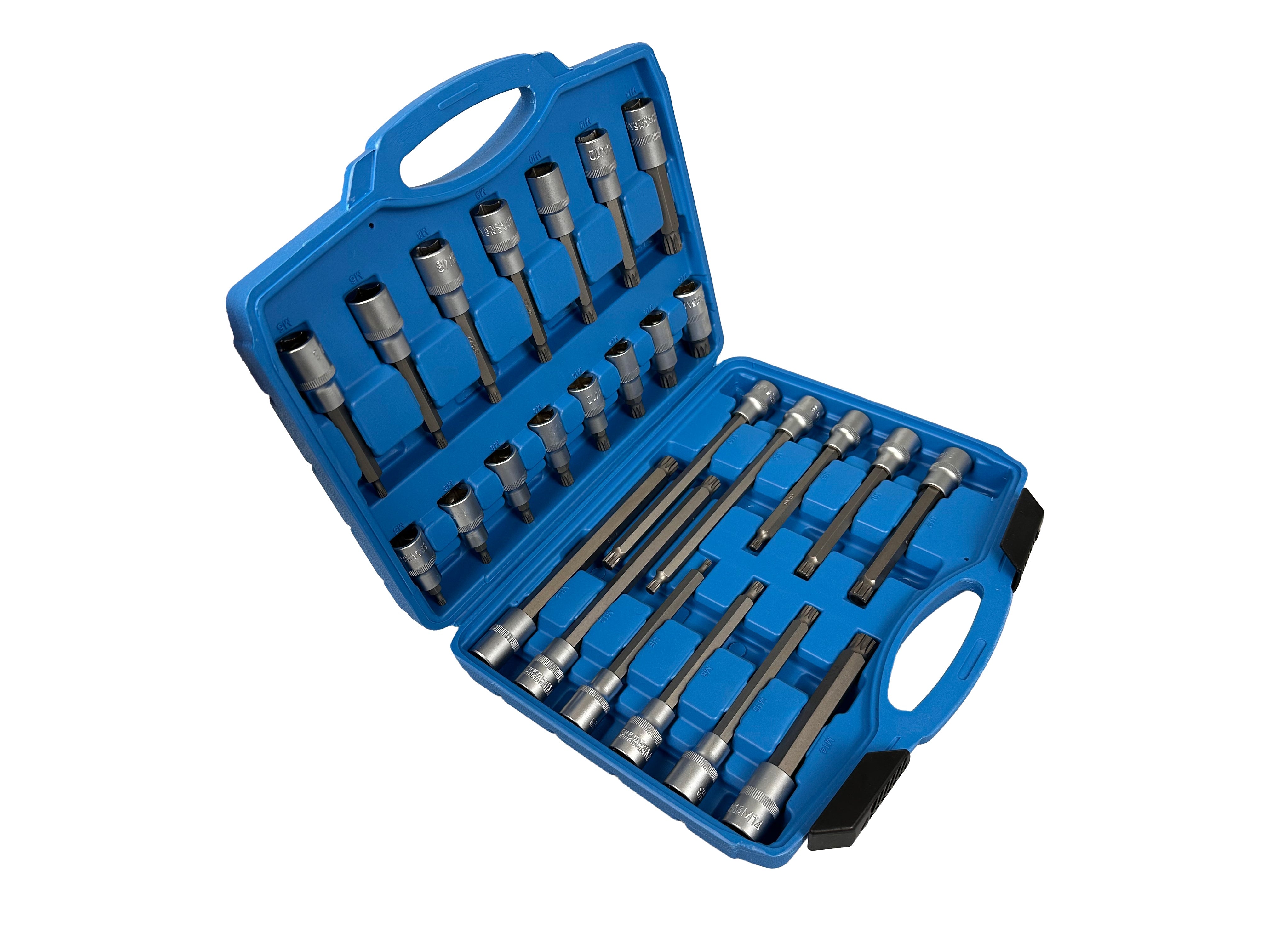Set inserti XZN (M SPLINE) 1/2" per uso auto, set chiavi con inserto XZN ,kit punte spline ,22 pezzi Gebo Tools