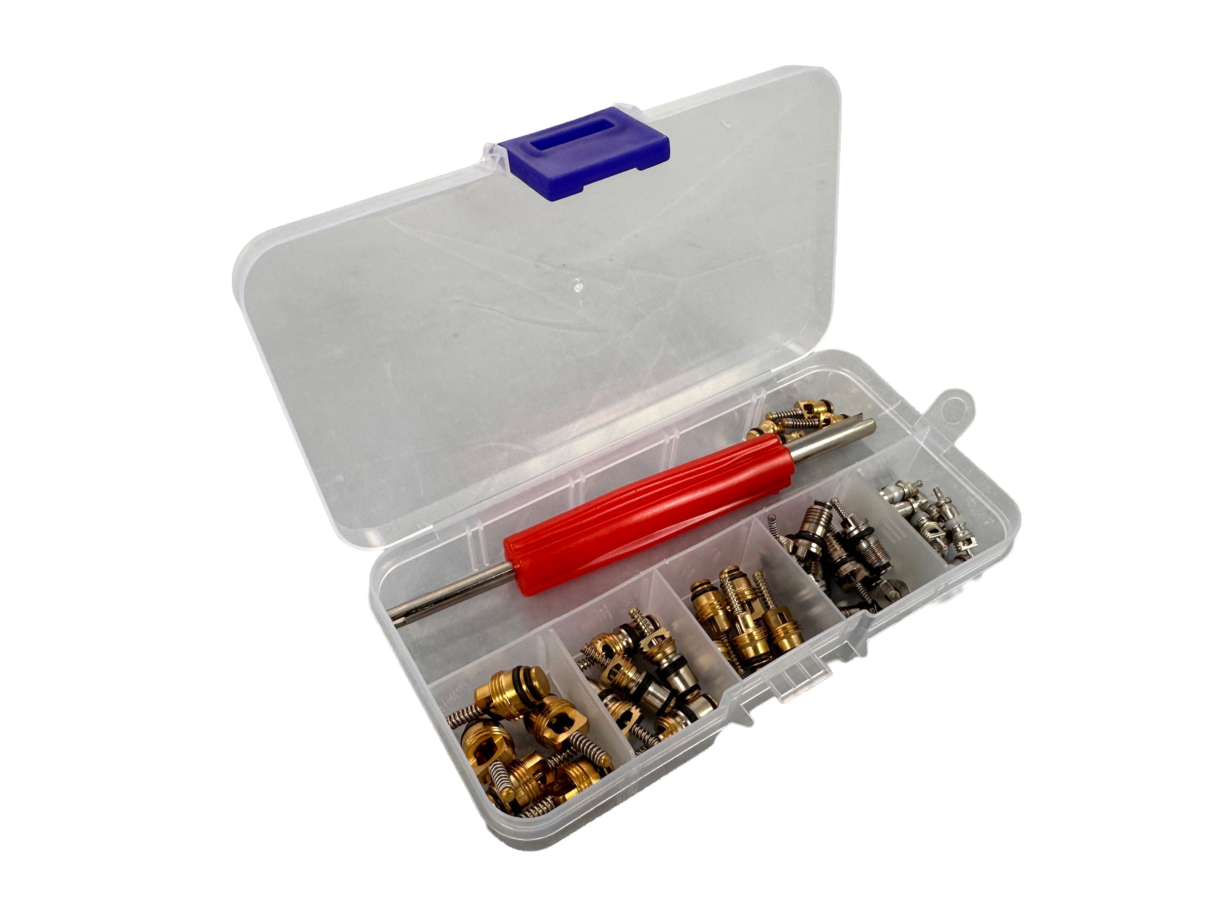 Set valvole per climatizzazione auto, kit valvole a spillo per impianti di aria condizionata autovetture, 41 pezzi Gebo Tools