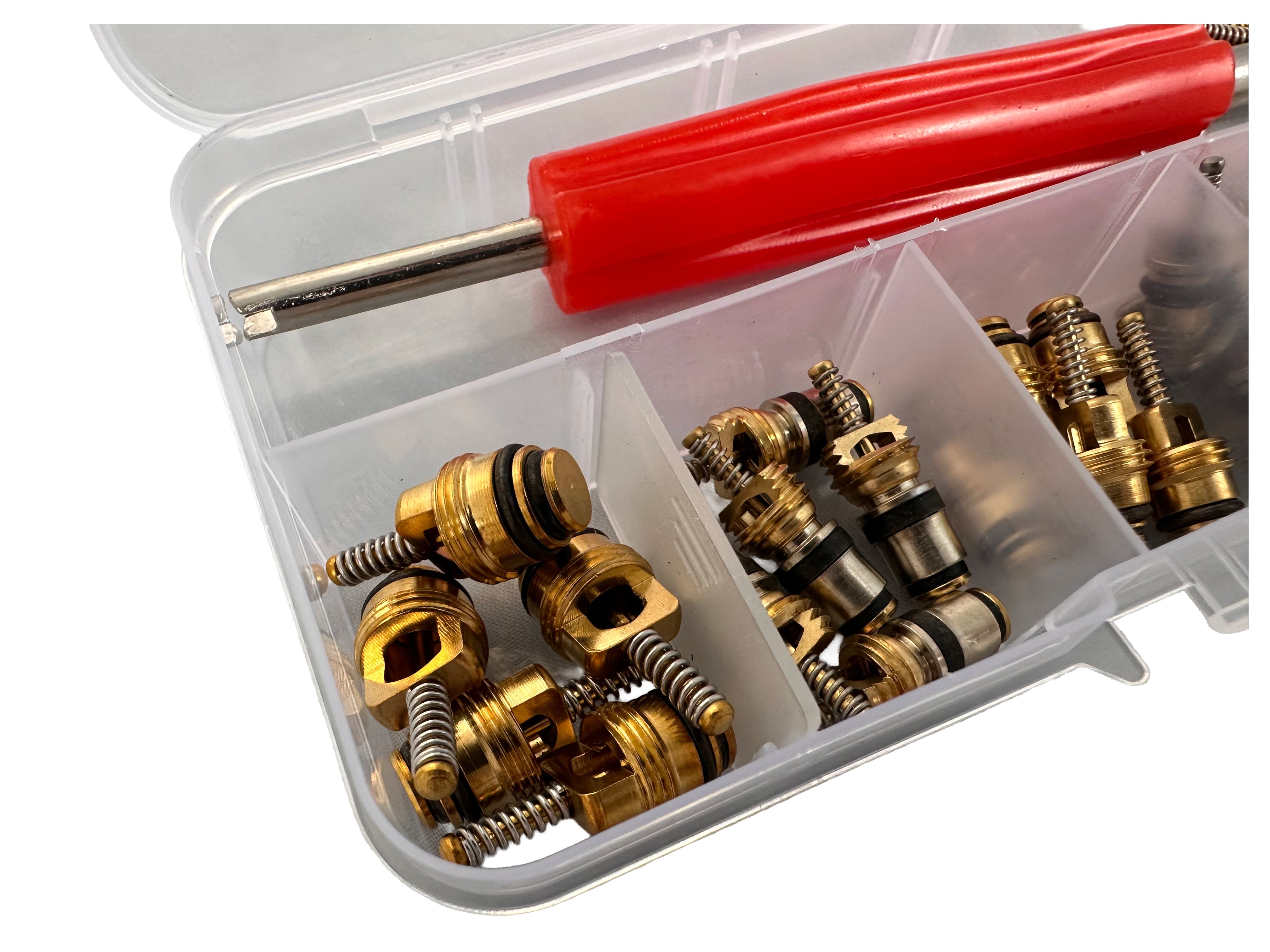 Set valvole per climatizzazione auto, kit valvole a spillo per impianti di aria condizionata autovetture, 41 pezzi Gebo Tools