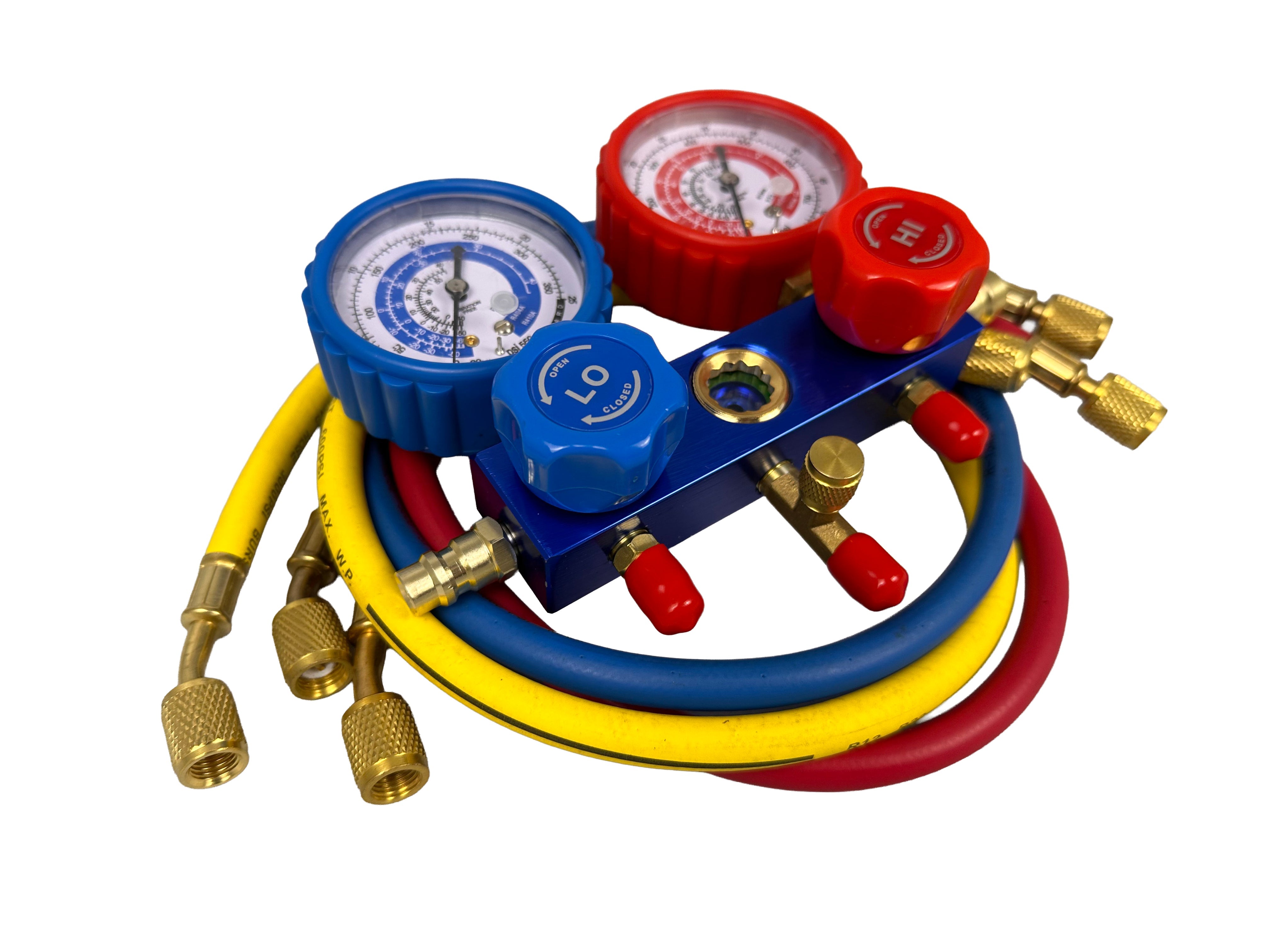 Pompa vuoto per condizionatori con manometri condizionatori per HVAC/auto AC, kit ricarica aria condizionata per R134a, R22, R12 R502 refrigeranti, pompa per vuoto 70l/min a 2 vie per aria condizionata, Gebo Tools