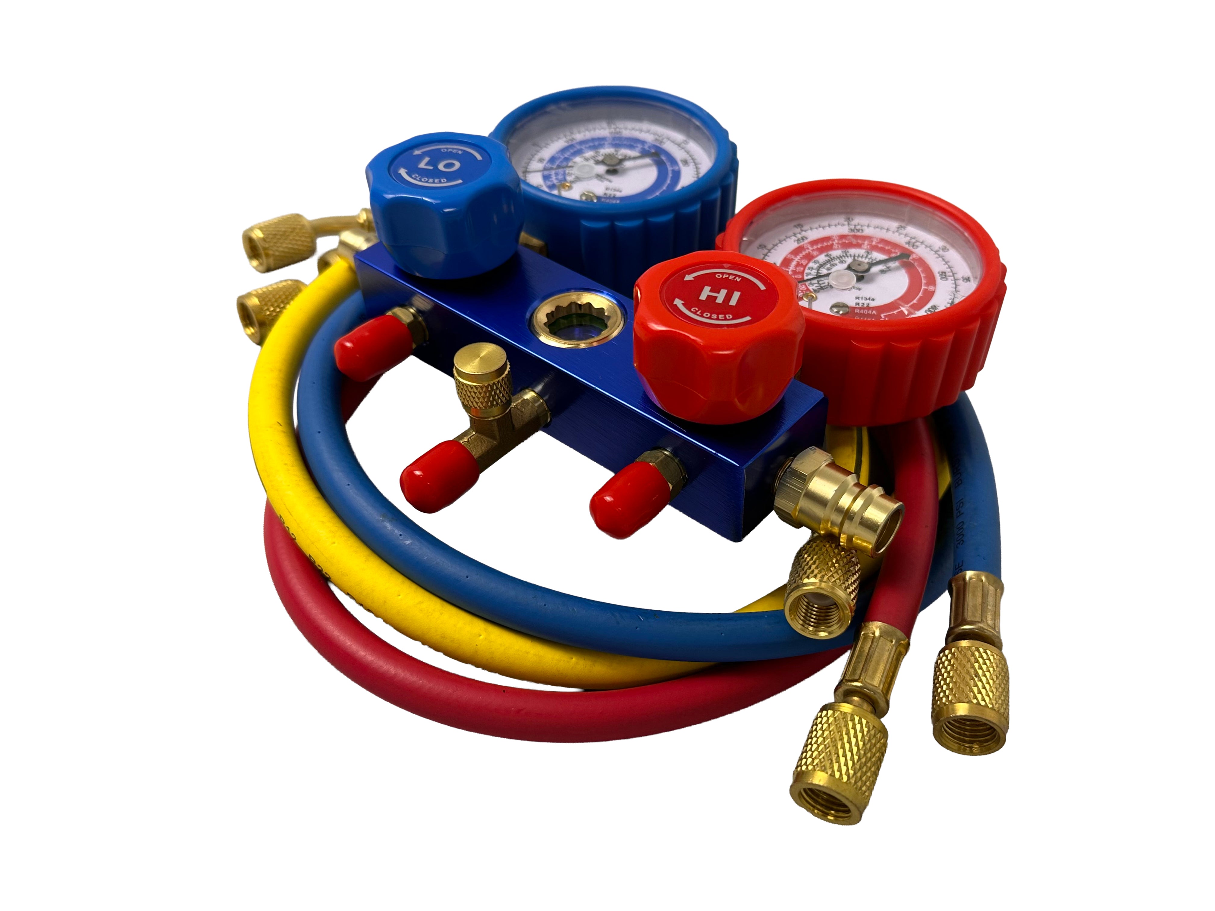 Pompa vuoto per condizionatori con manometri condizionatori per HVAC/auto AC, kit ricarica aria condizionata per R134a, R22, R12 R502 refrigeranti, pompa per vuoto 70l/min a 2 vie per aria condizionata, Gebo Tools