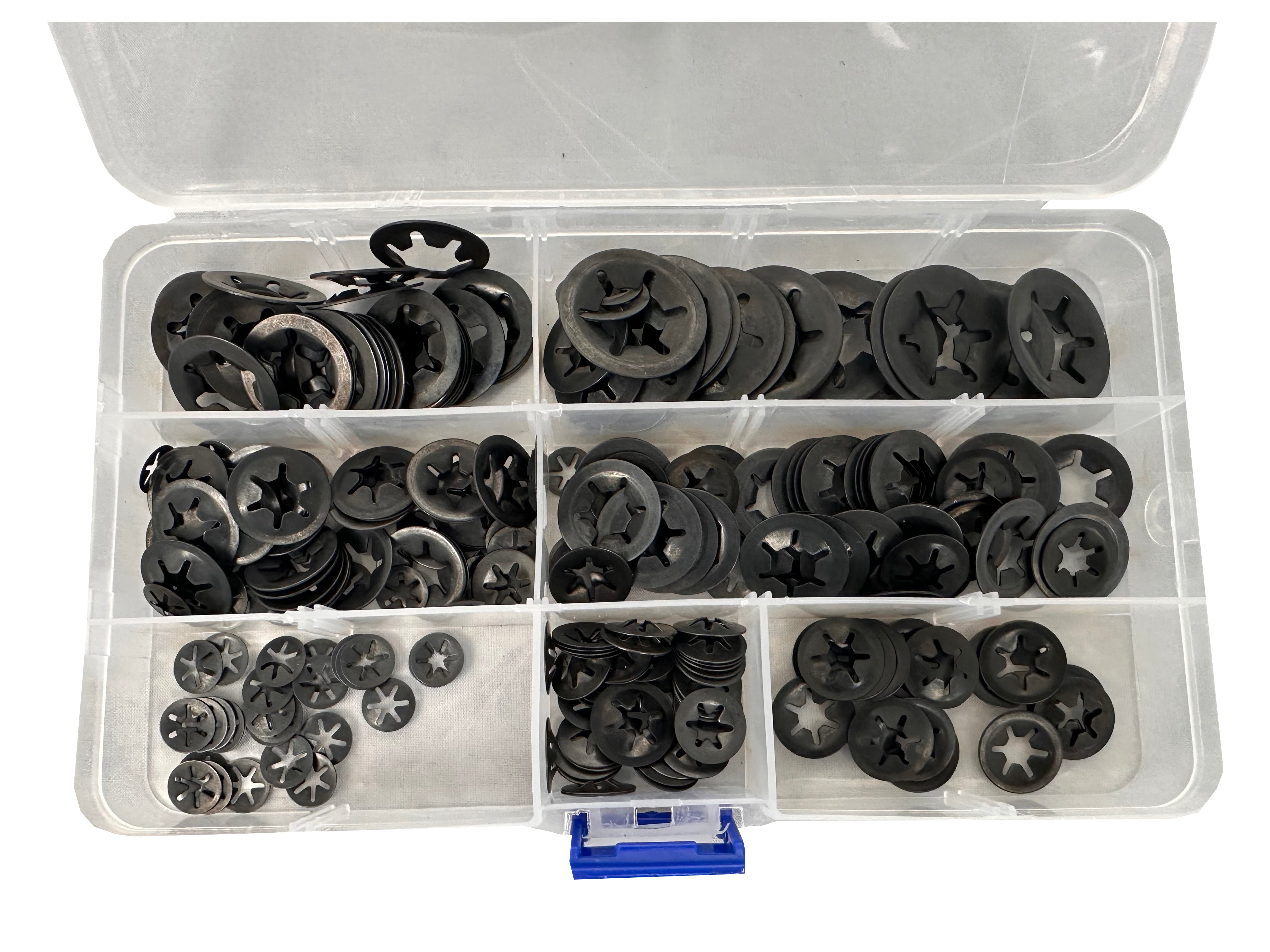 Set di rondelle di bloccaggio, rondelle di serraggio con denti interni, anelli di sicurezza con fermo rapido, M3-M12 260 pezzi Gebo Tools