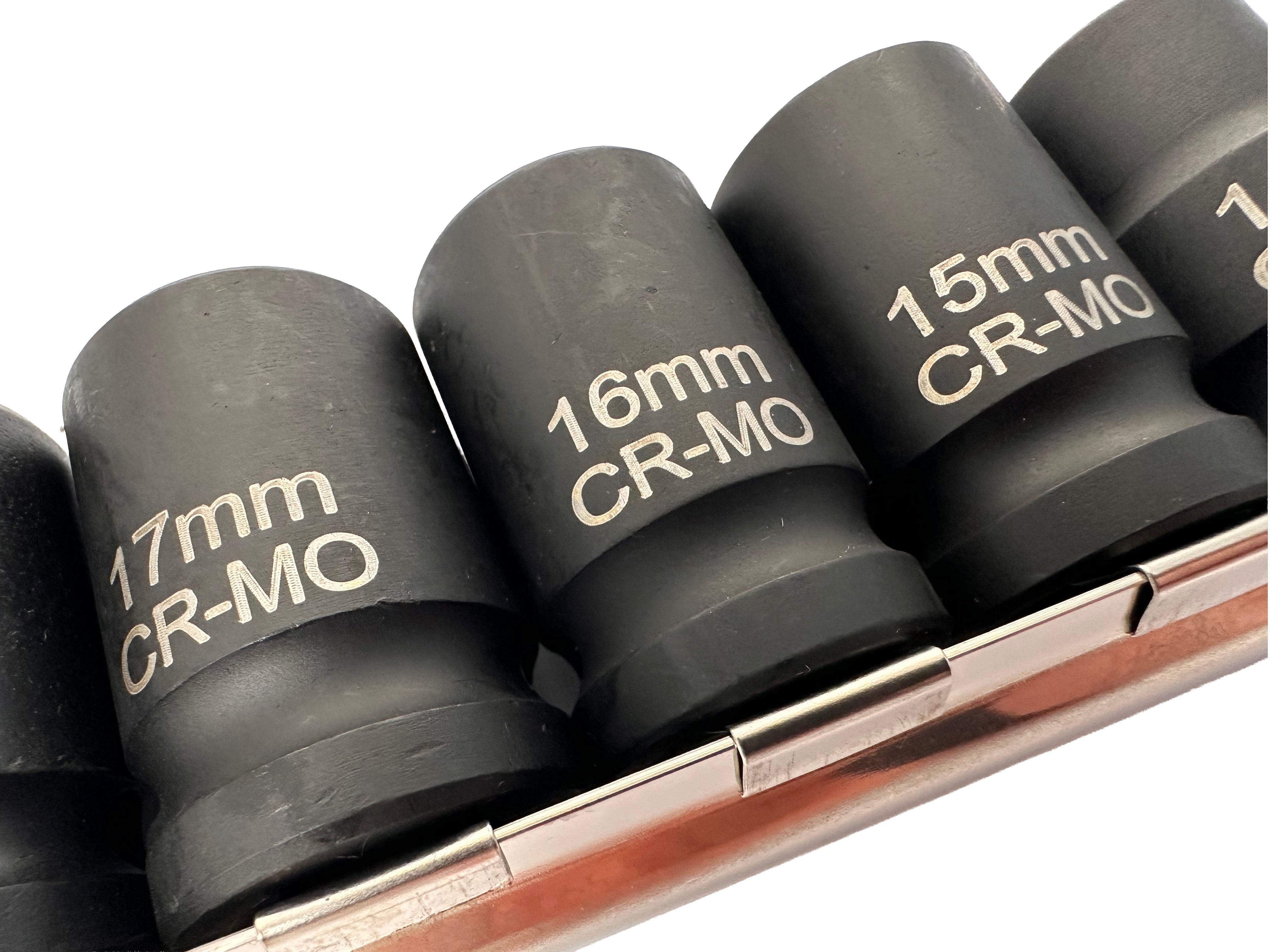 Set bussole a impatto, bussole a impulsi profondo, bussole a impatto attacco 1/2" esagonali corte, poligonali Gebo Tools