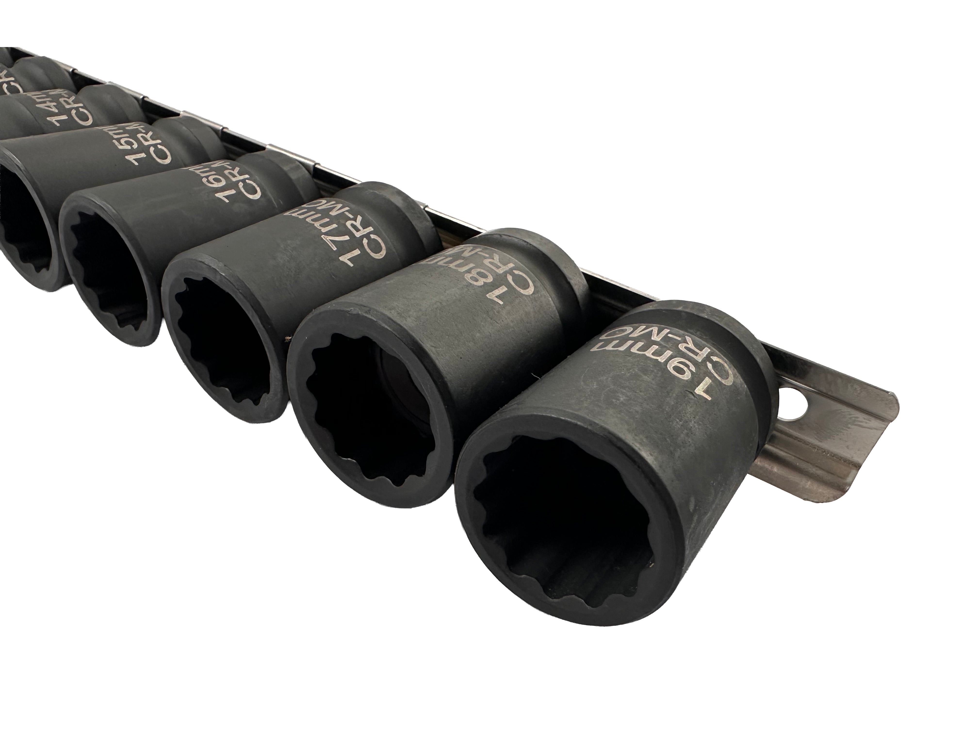 Set bussole a impatto, bussole a impulsi profondo, bussole a impatto attacco 1/2" esagonali corte, poligonali Gebo Tools