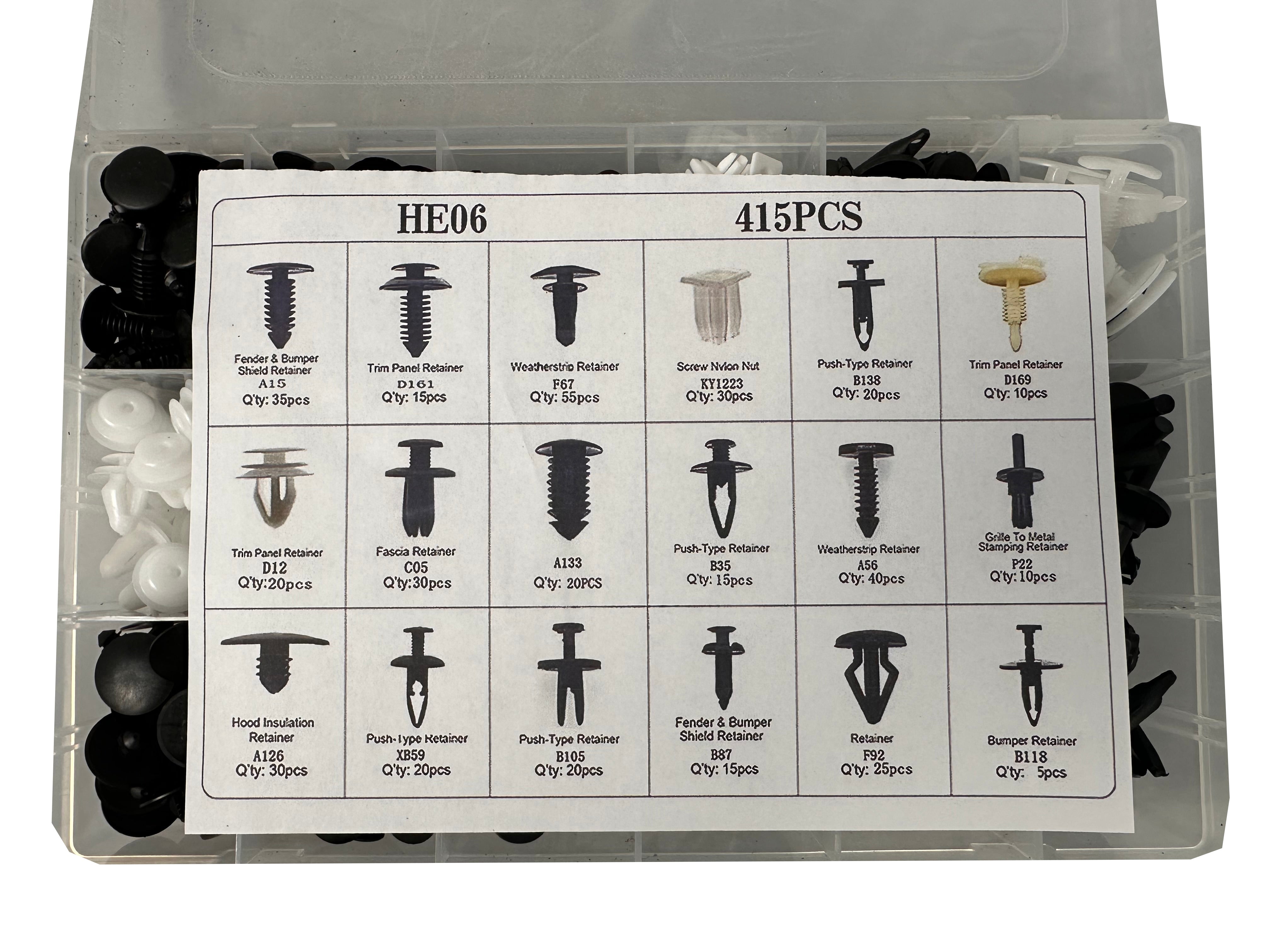 Set completo di clip di montaggio in plastica per auto - confezione rivetti, clip e fissaggi universali per veicoli - carrozzeria e accessori auto, clip di fissaggio per auto, Ford 415 pezzi, Gebo Tools