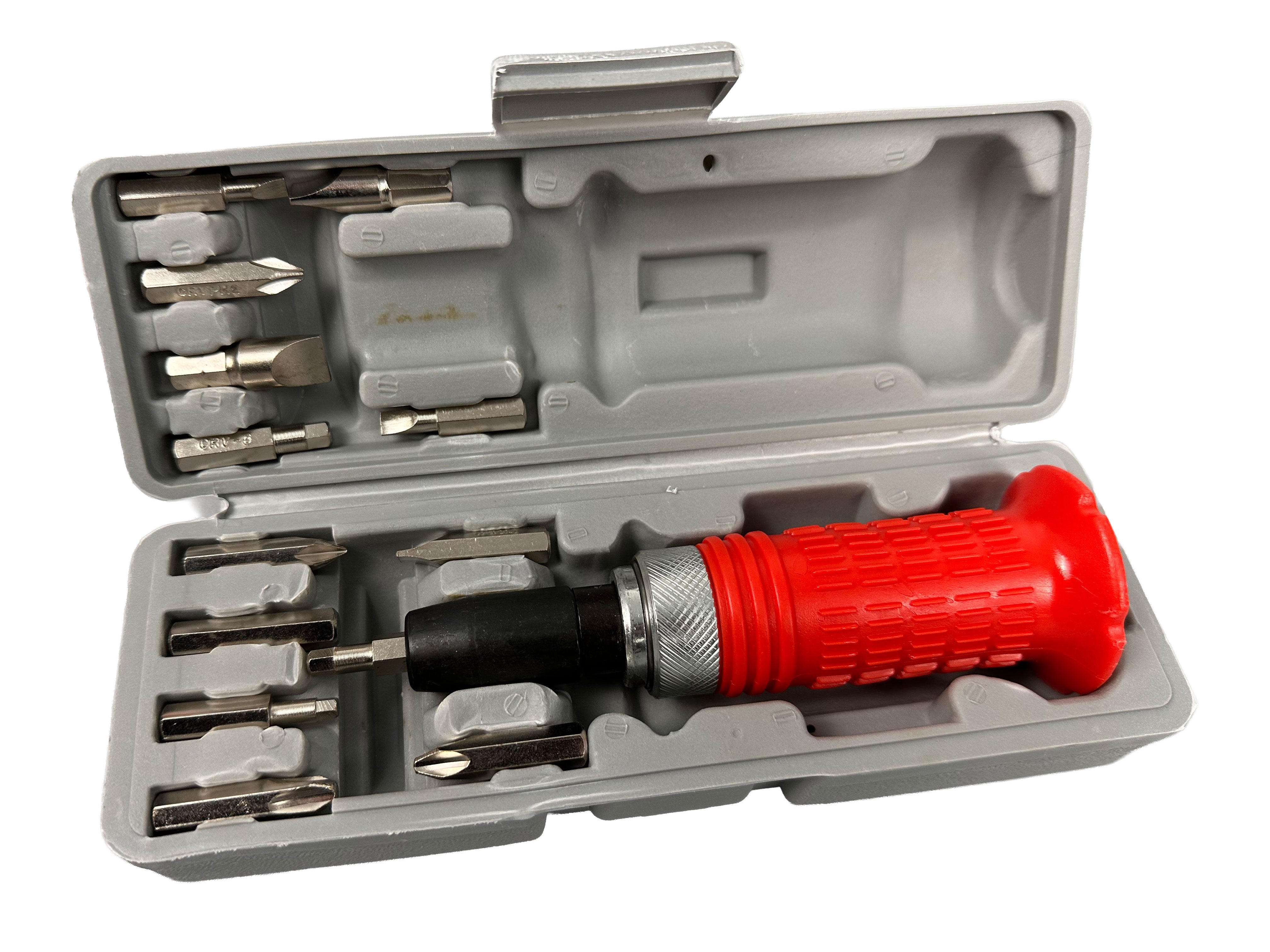 Set di cacciavite professionale a percussione-avvitatore ad impulsi con 14 inserti-punte, cacciavite ad impulsi kit giravite a percussione impugnatura a mano impugnatura per impieghi gravosi, attacco 1/2" Gebo Tools
